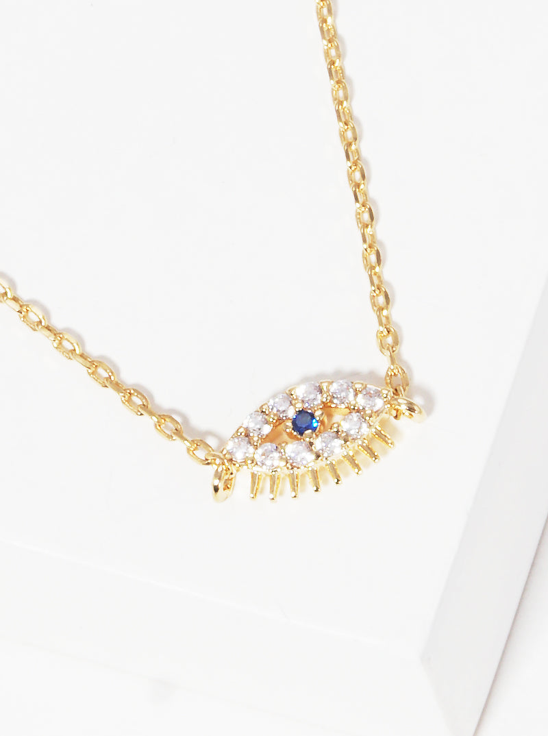 18K Gold Dipped CZ The Eye Of Faith Evil Eye Pendant Delicate Necklace