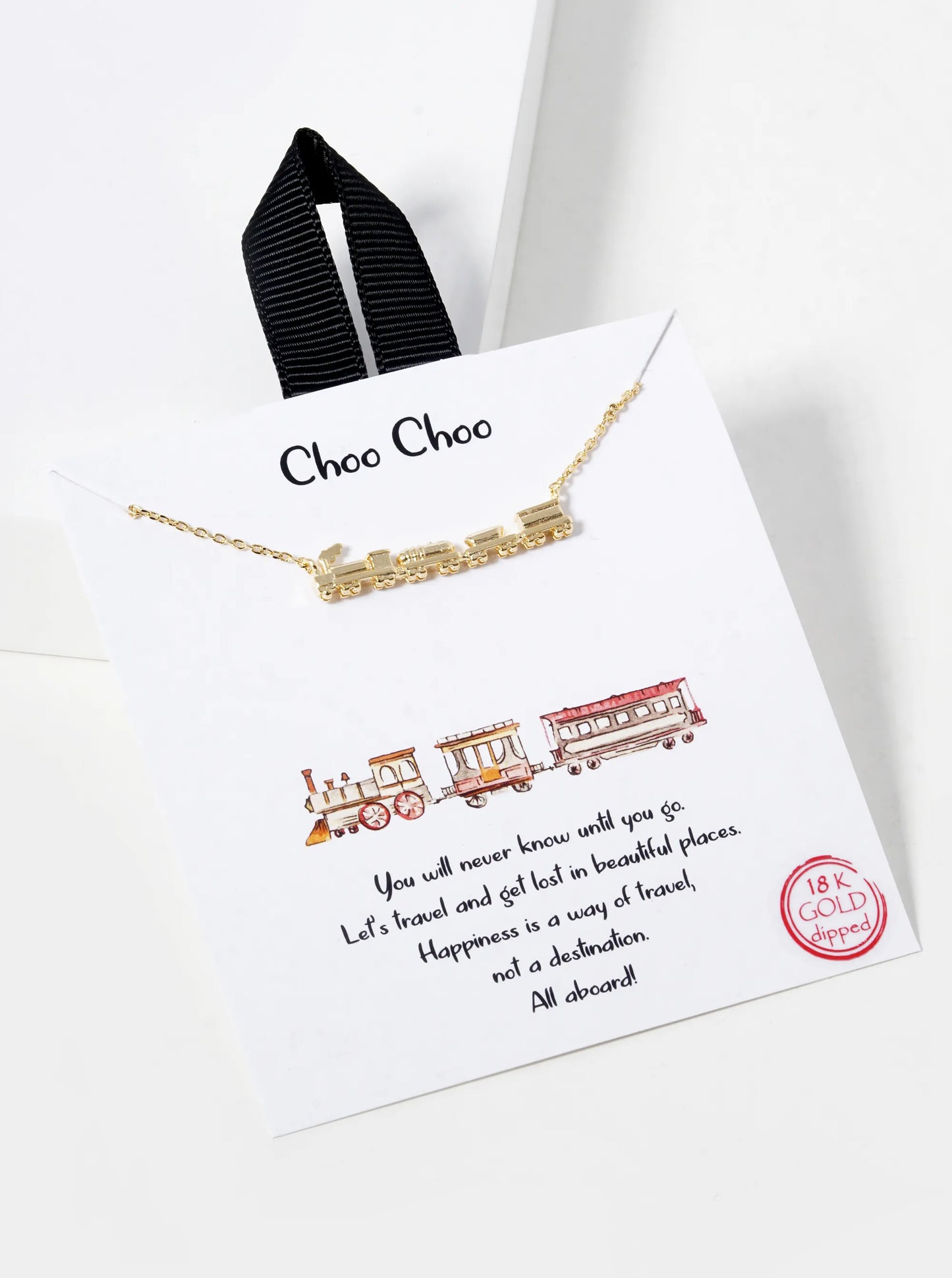 18K Gold Dipped Choo Choo Train Pendant Necklace