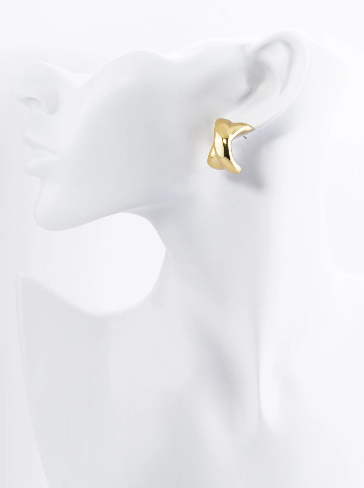 18K Gold Dipped Chunky Cross X Shaped 20mm Hoop Earrings