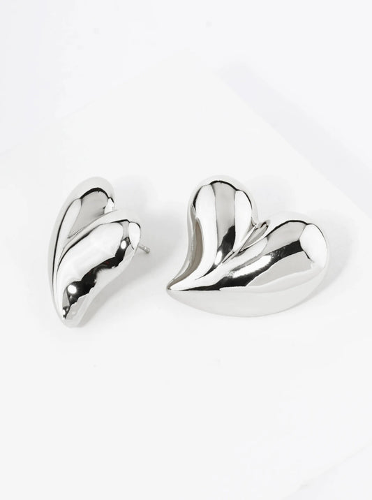 18K Gold Dipped Chunky Heart Stud Earrings