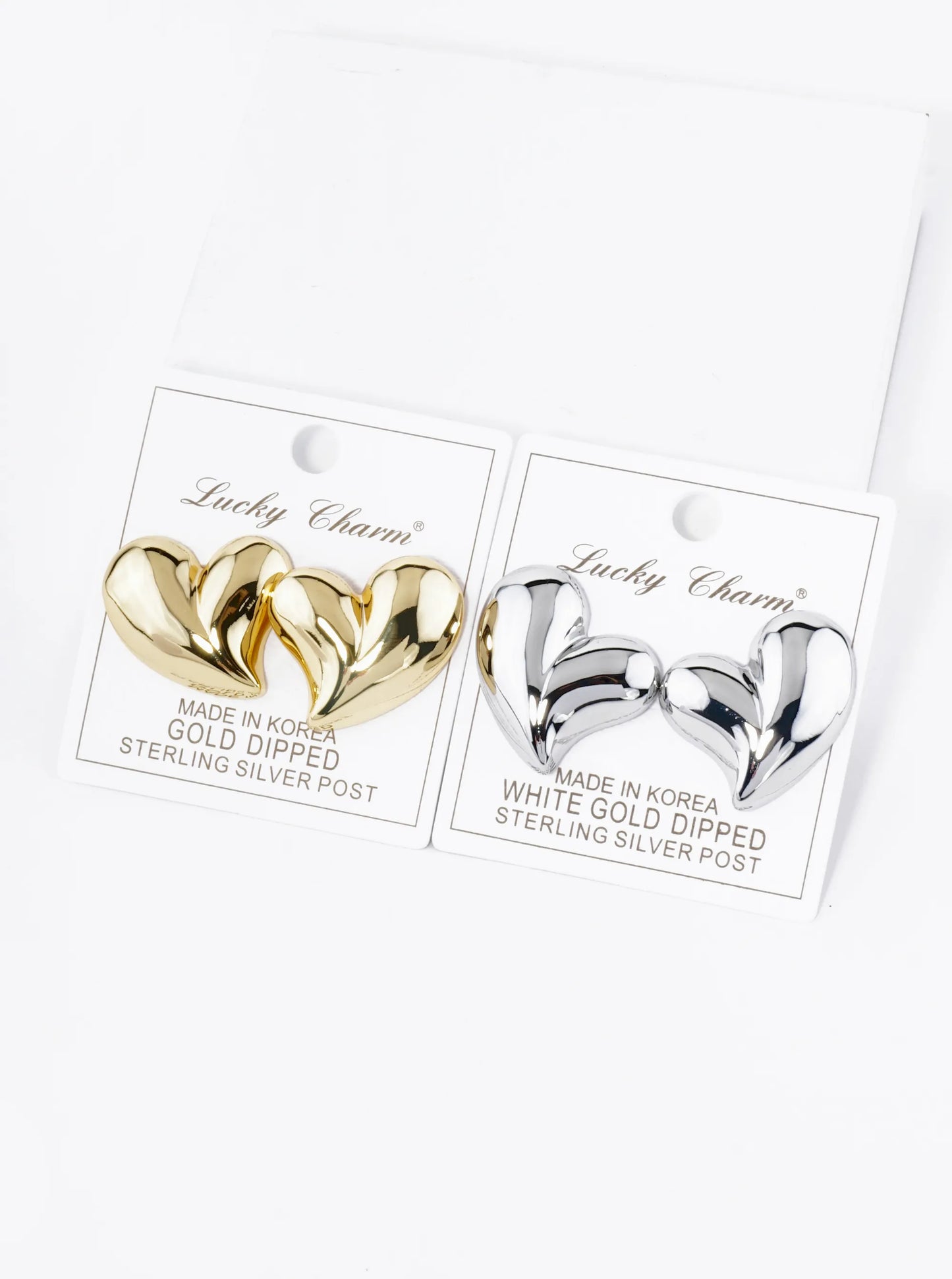 18K Gold Dipped Chunky Heart Stud Earrings