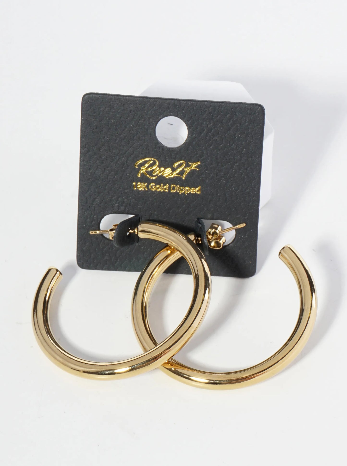 18K Gold Dipped Classic 40mm Stainless Steel Hoop Earrings