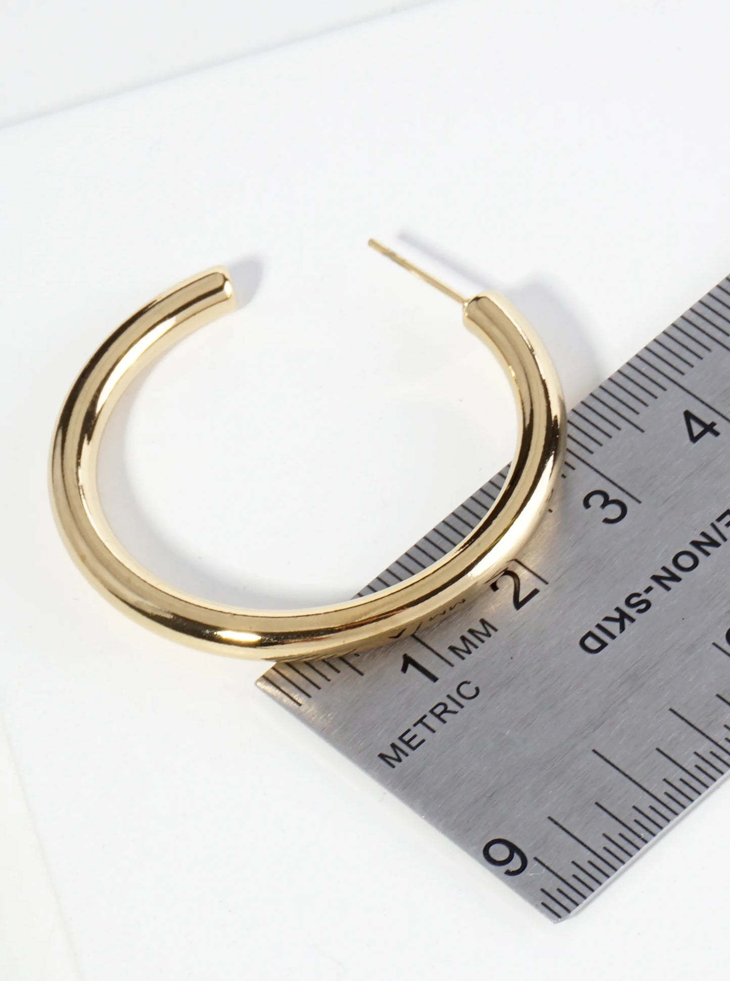 18K Gold Dipped Classic 40mm Stainless Steel Hoop Earrings
