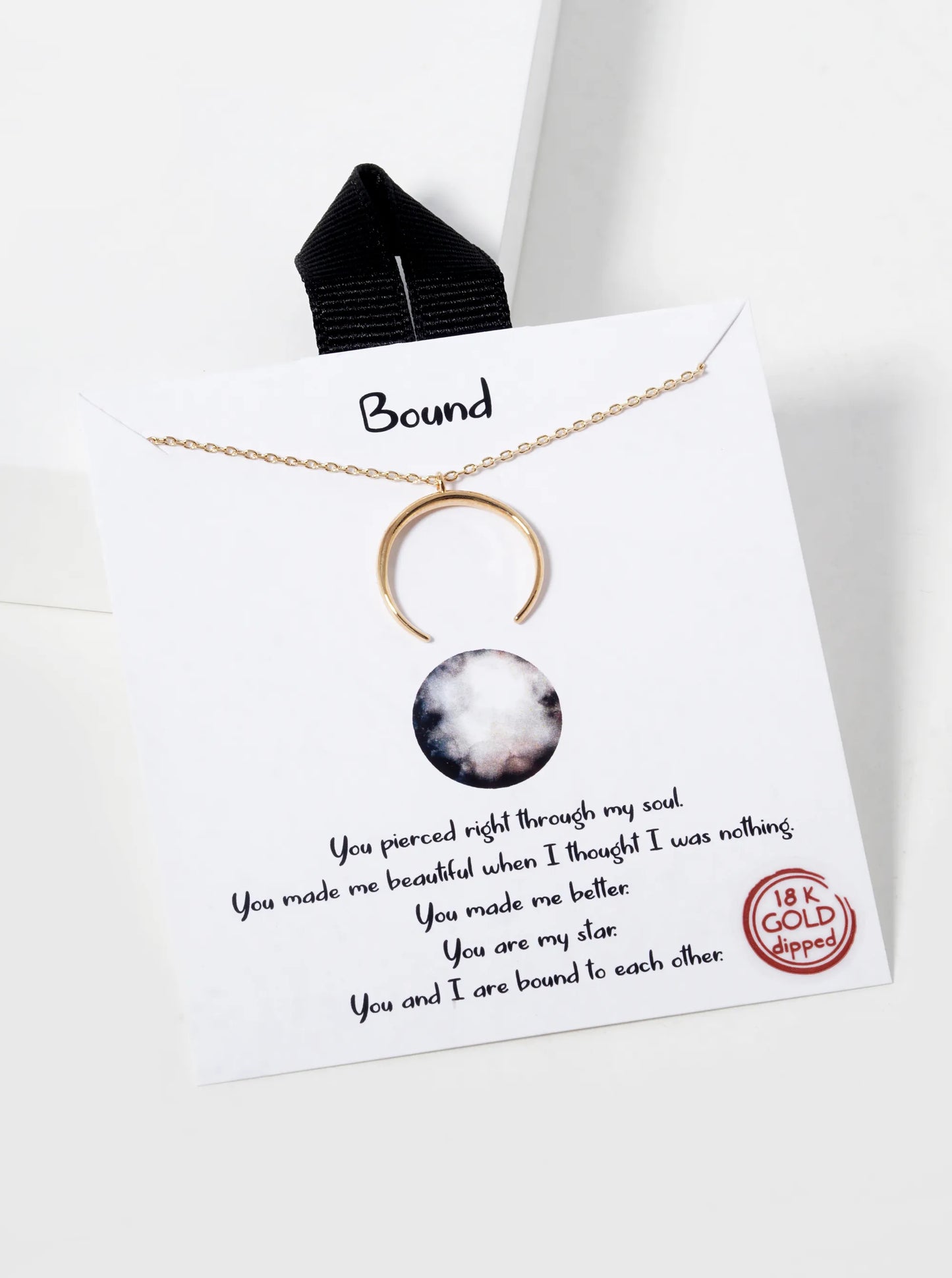 18K Gold Dipped Crescent Moon Pendant Necklace