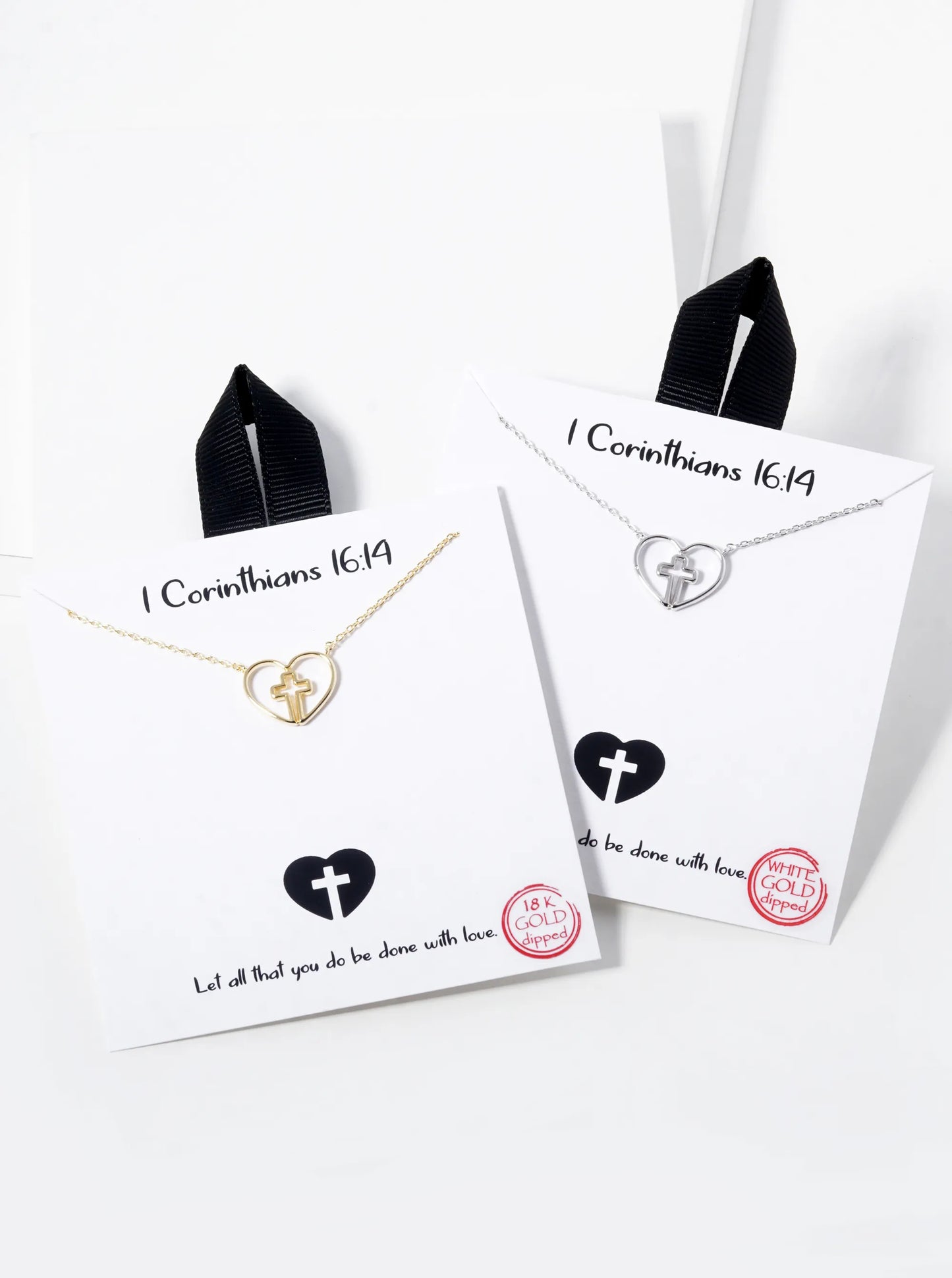 18K Gold Dipped Cross In Heart Pendant Necklace