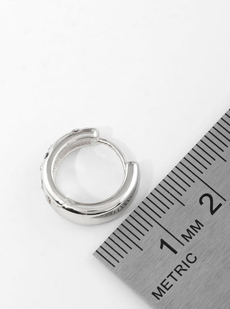 18K Gold Dipped Crystal Pave 15mm Huggie Hoop Earrings