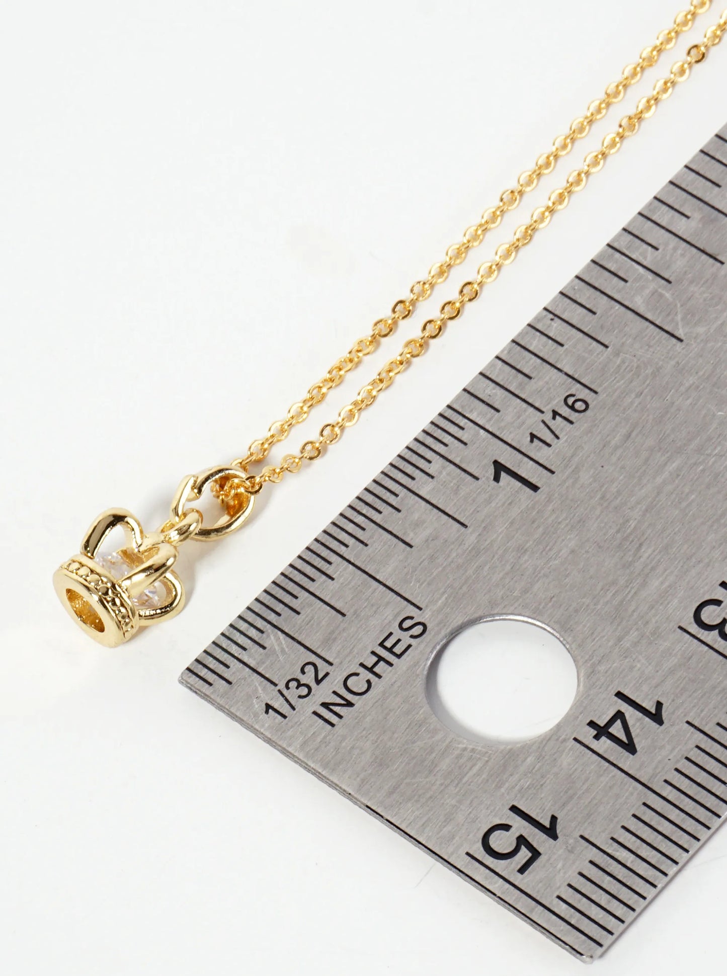 18K-Gold-Dipped Cubic-Zirconia Crown Pendant Necklace