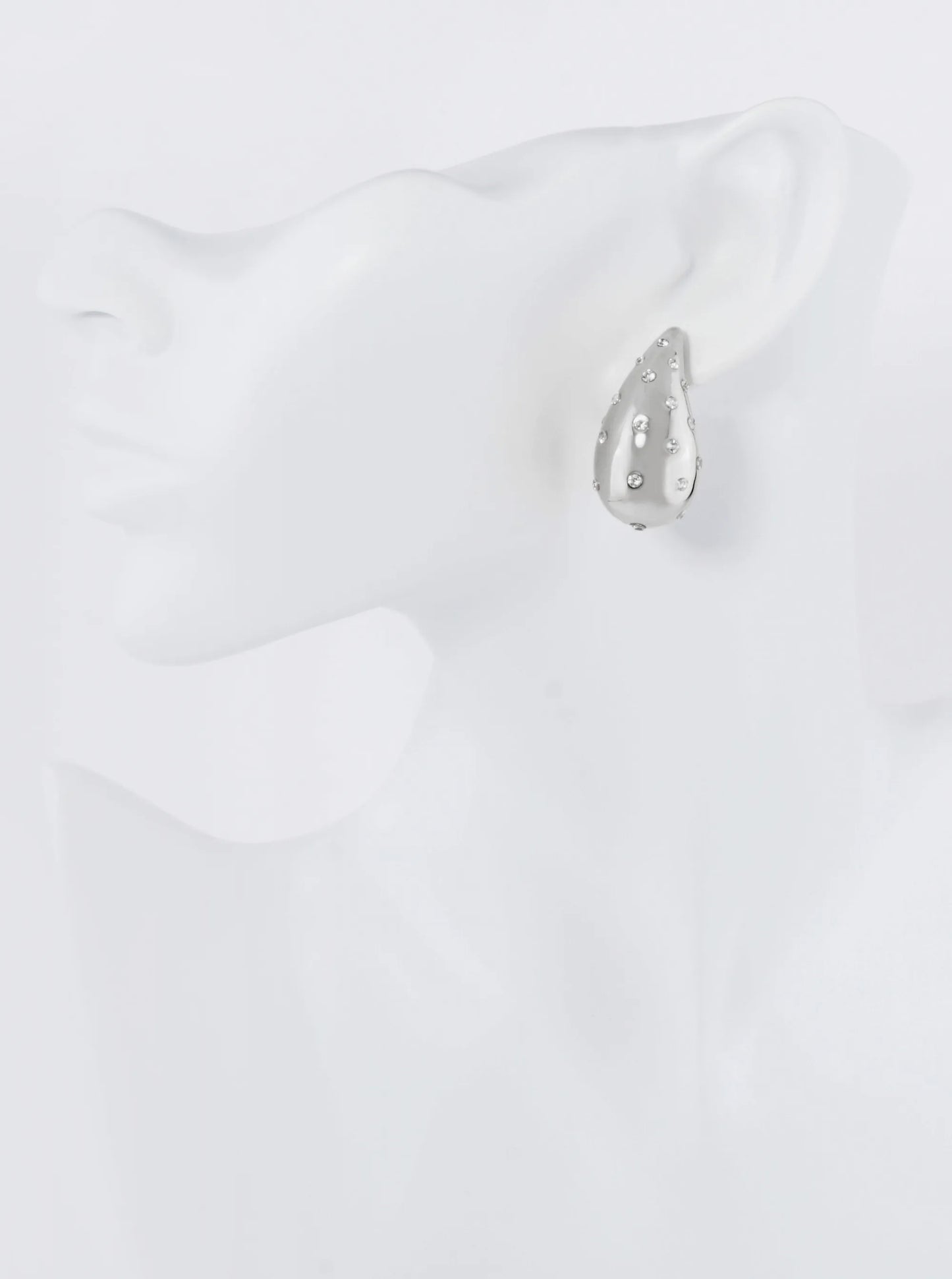 18K Gold Dipped Cubic Zirconia Embedded Puffy Teardrop Stud Earrings