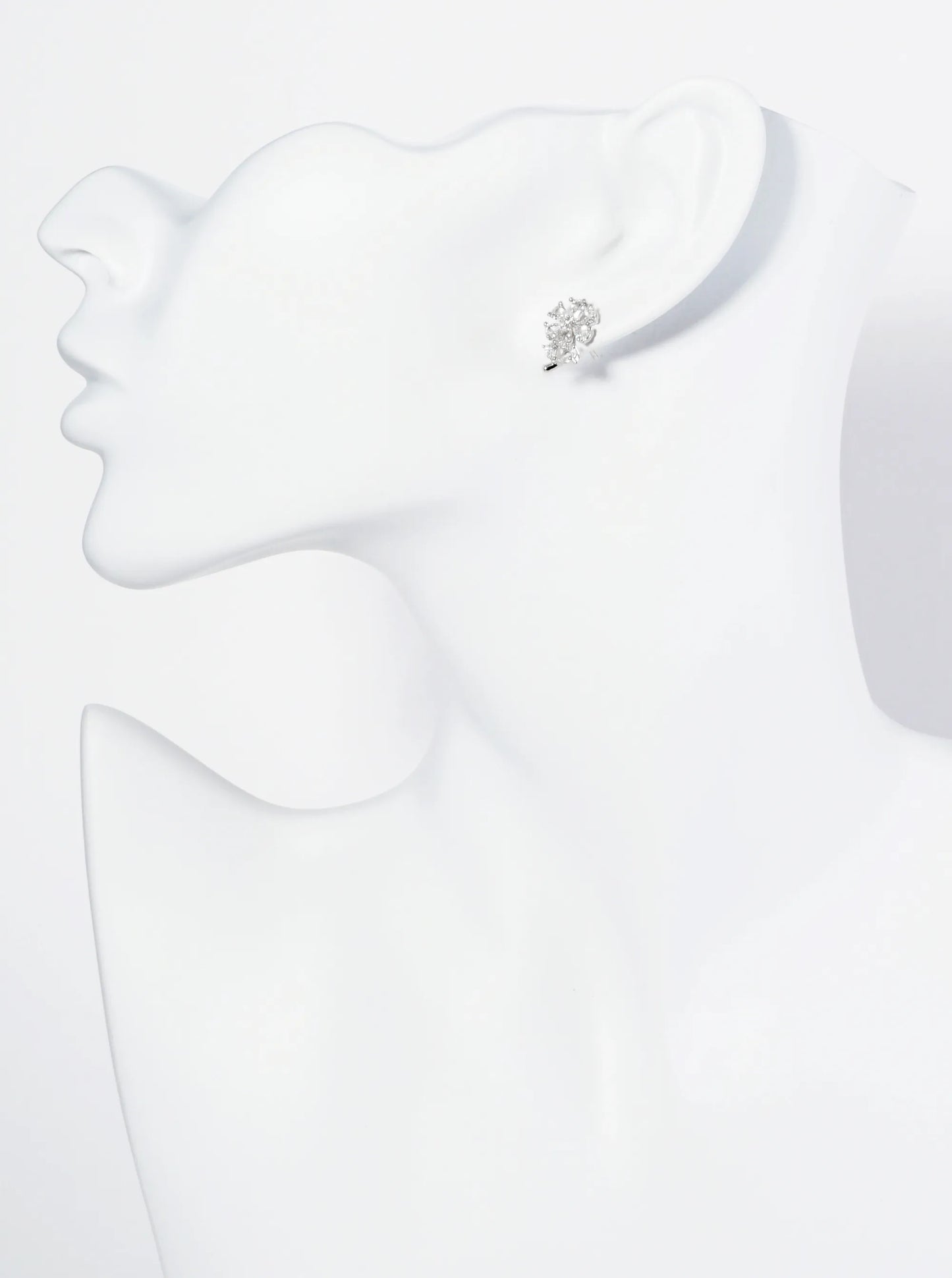 18K Gold Dipped Cubic Zirconia Flower Stud Earrings