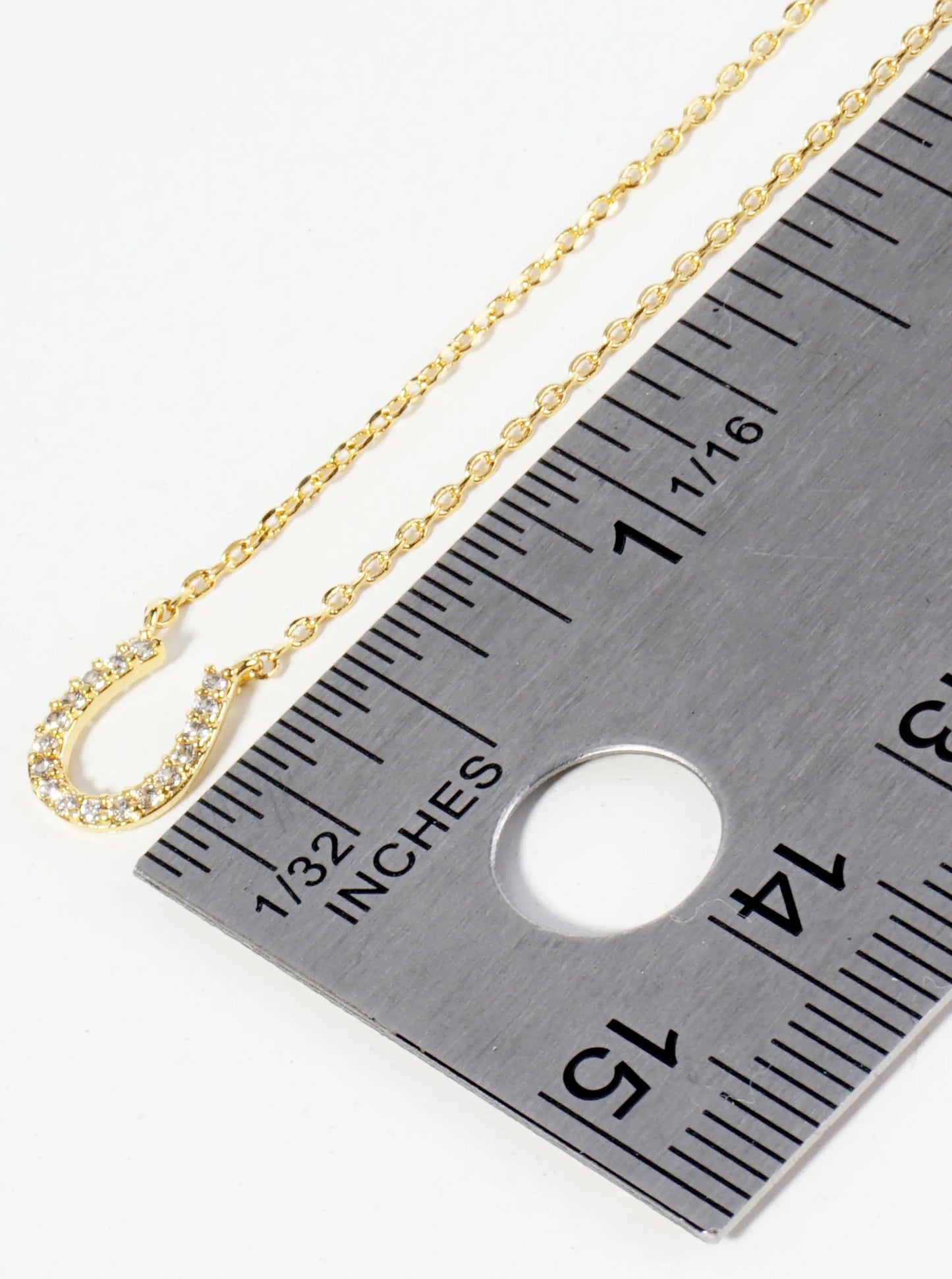 18K Gold Dipped Cubic Zirconia Horseshoe Pendant Necklace