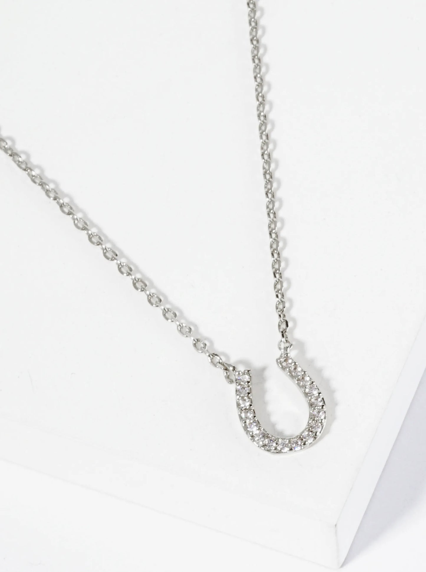 18K Gold Dipped Cubic Zirconia Horseshoe Pendant Necklace