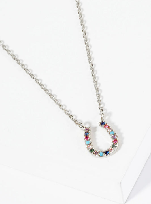 18K Gold Dipped Cubic Zirconia Horseshoe Pendant Necklace