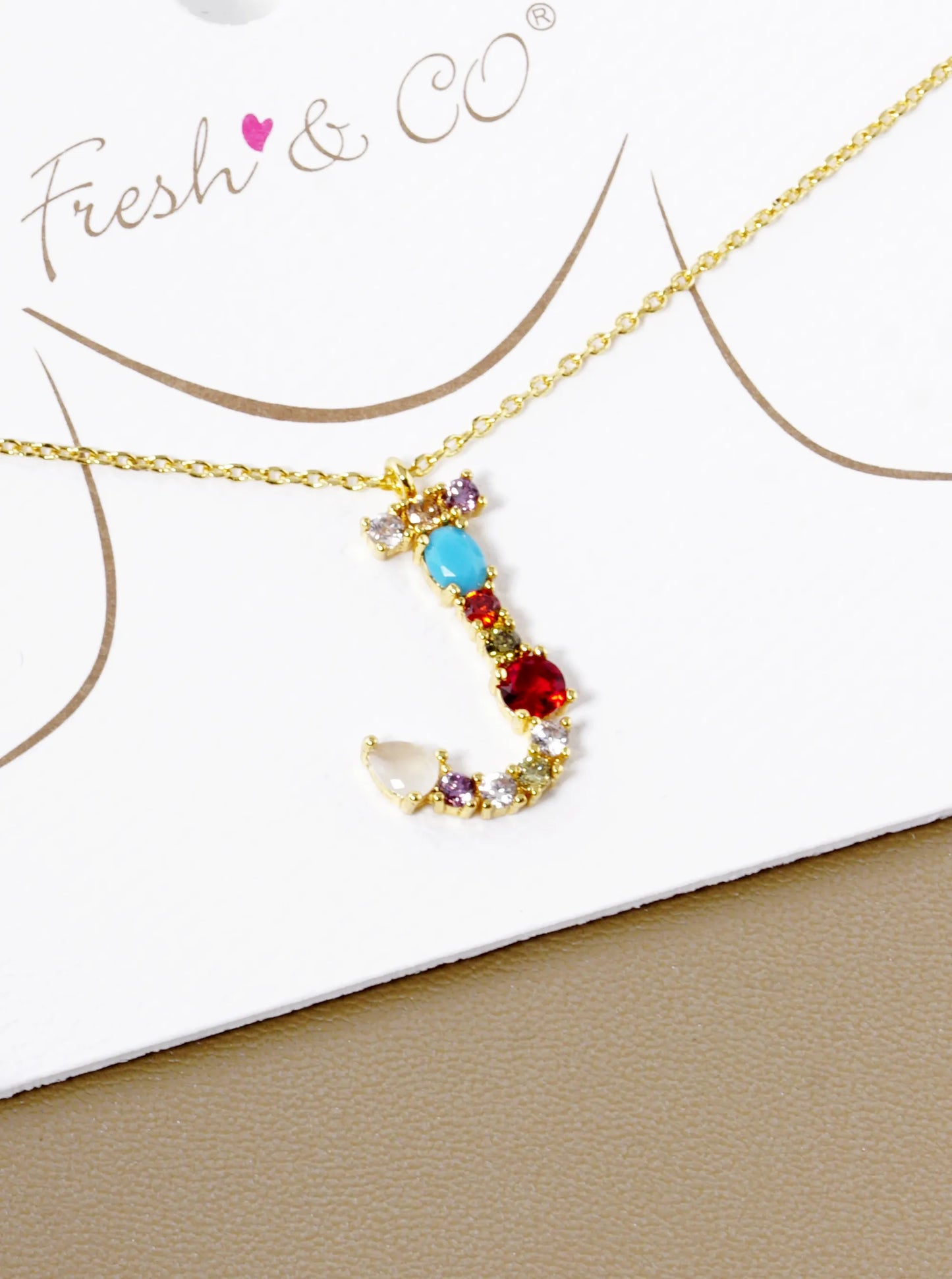 18K Gold Dipped Cubic Zirconia Initial Pendant Statement Necklace