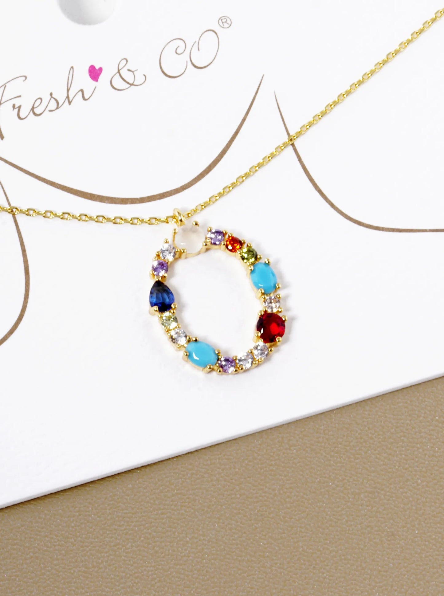 18K Gold Dipped Cubic Zirconia Initial Pendant Statement Necklace