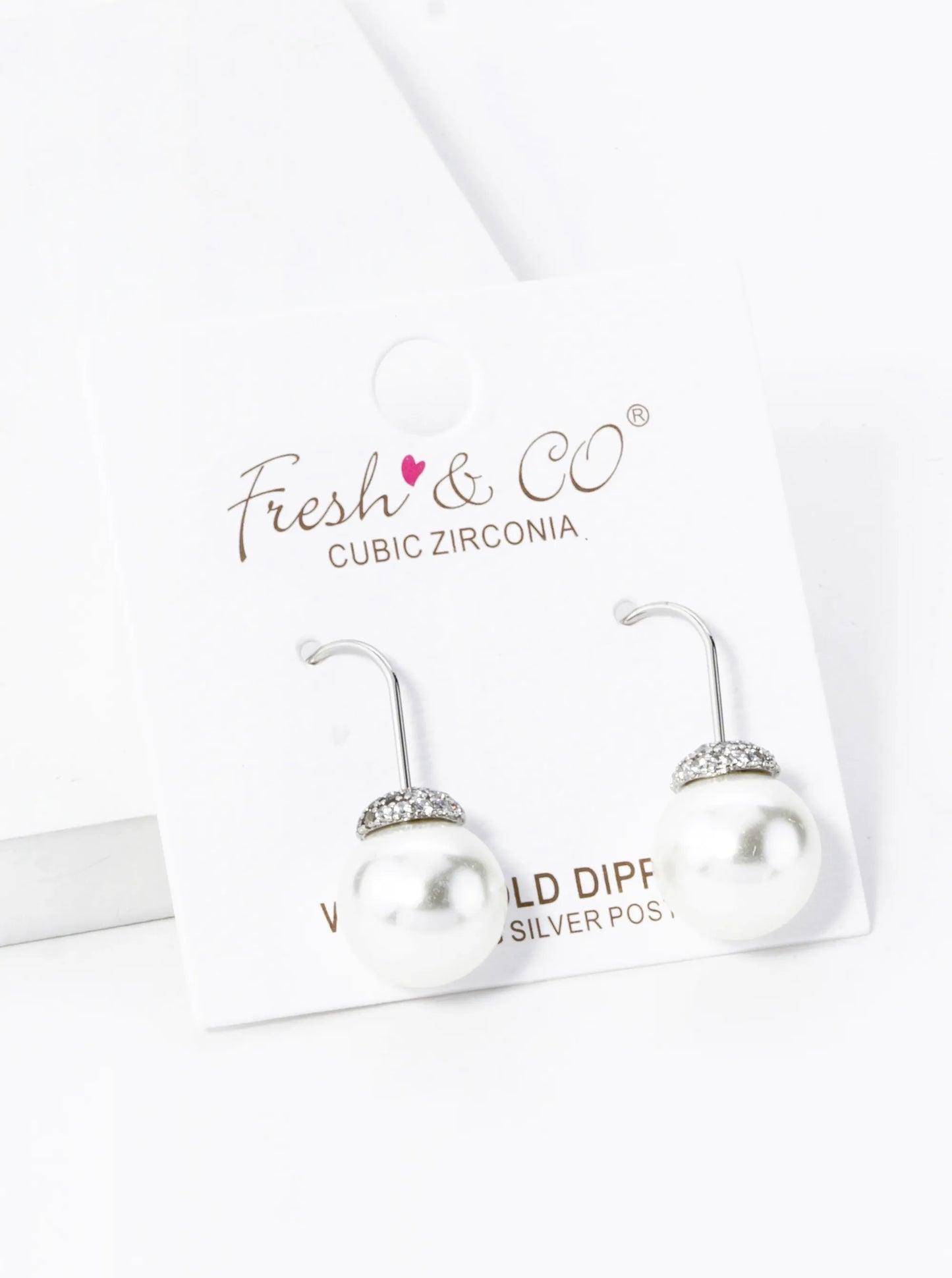 18K Gold Dipped Cubic Zirconia Pave 10mm Pearl Drop Earrings