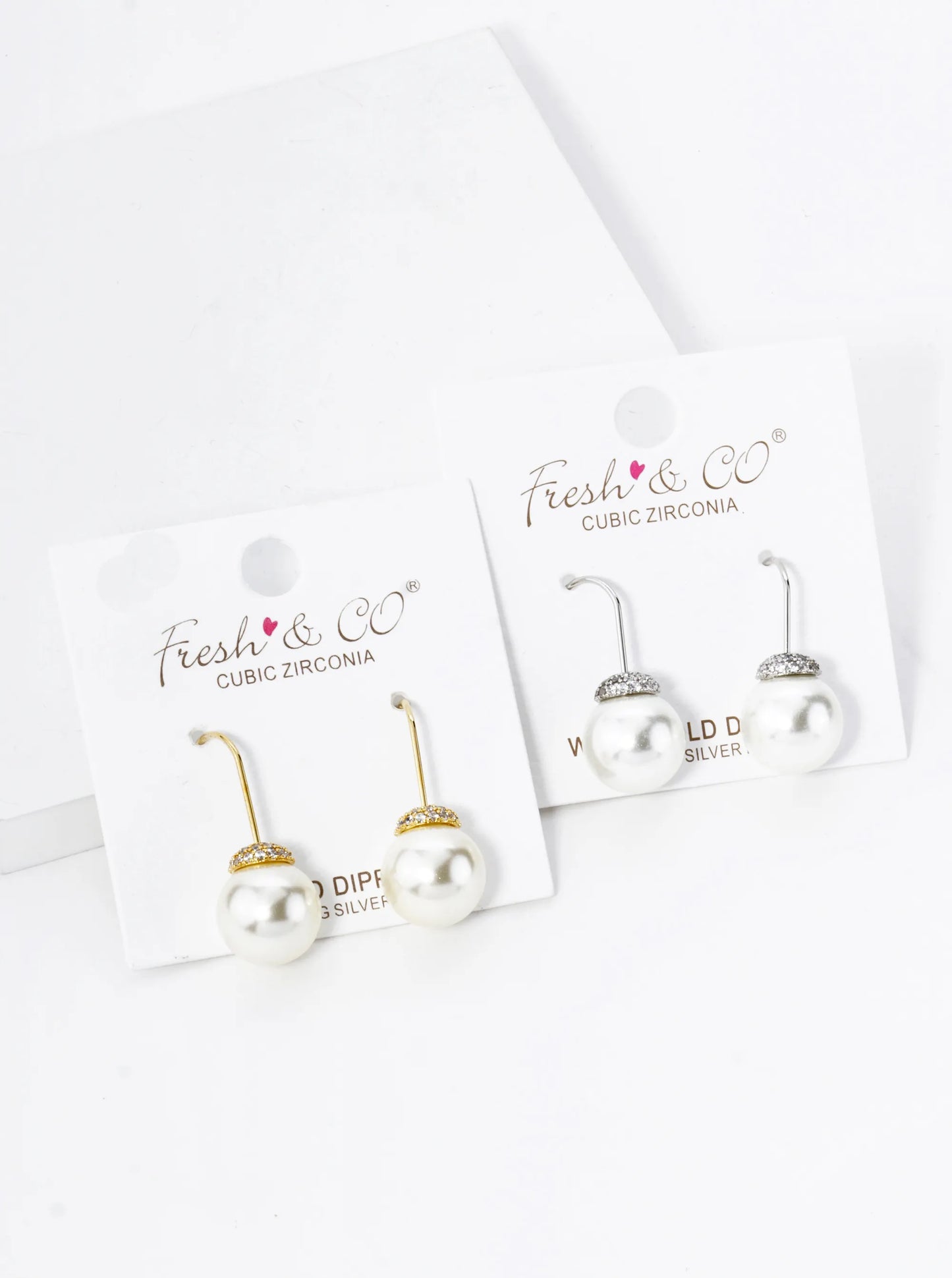 18K Gold Dipped Cubic Zirconia Pave 10mm Pearl Drop Earrings