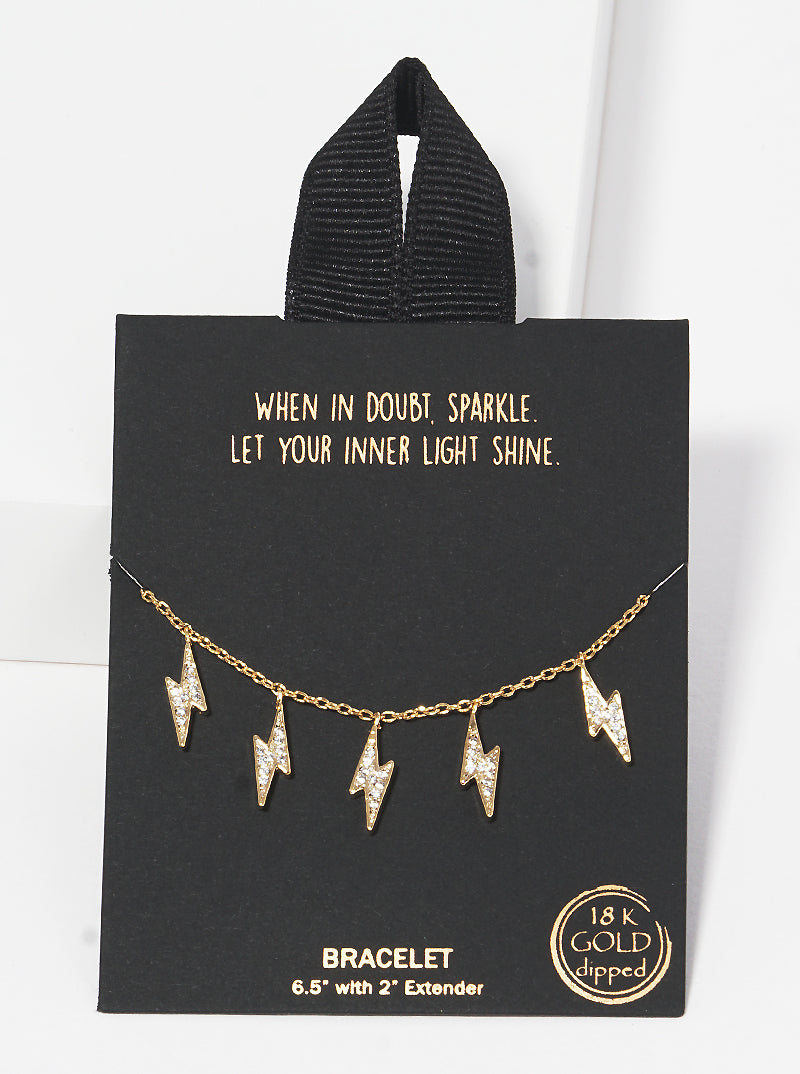 18K Gold Dipped Cubic Zirconia Pave Lighting Charm Bracelet