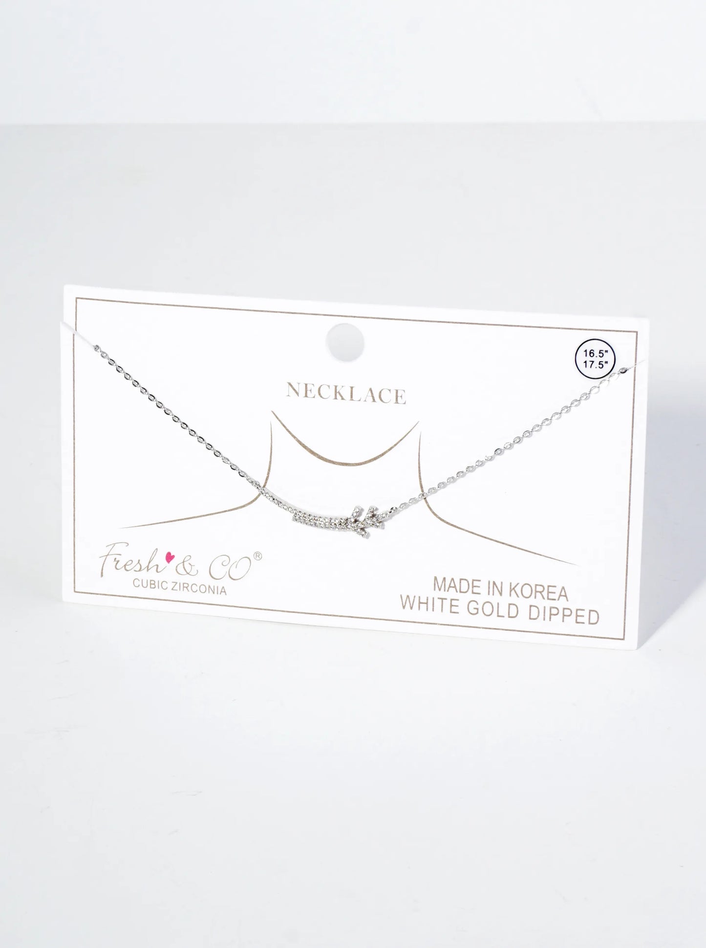 18K Gold Dipped Curved Layered Two Bars Pendant Cubic Zirconia Necklace