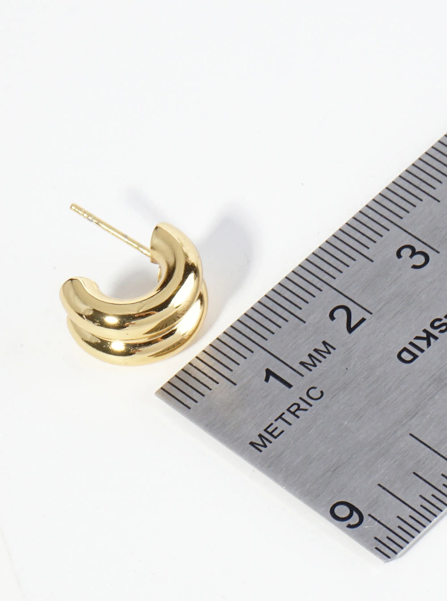 18K Gold Dipped Dainty 15mm Stainless Steel Double Hoop Earrings