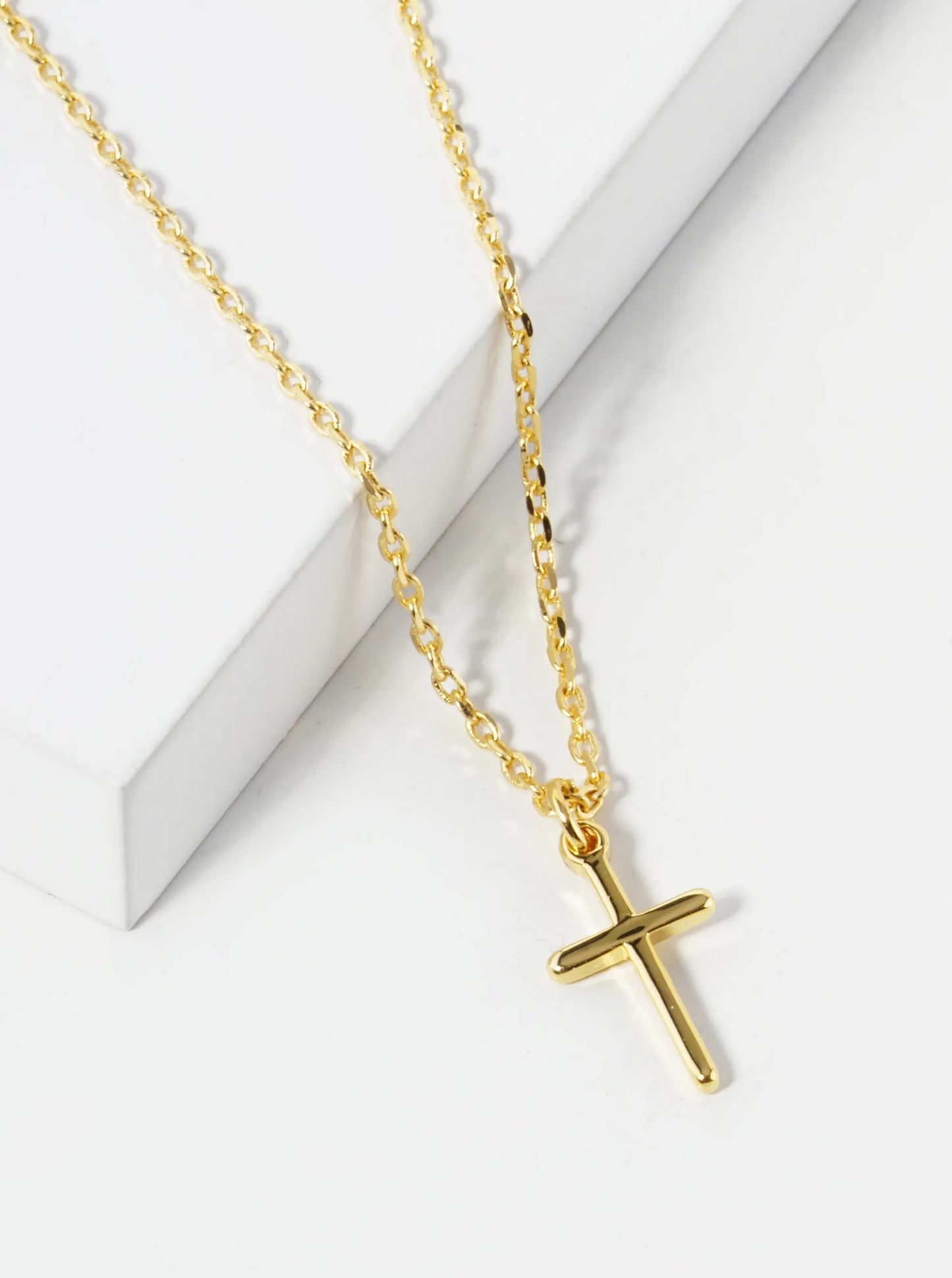 18K Gold Dipped Dainty Cross Pendant Necklace