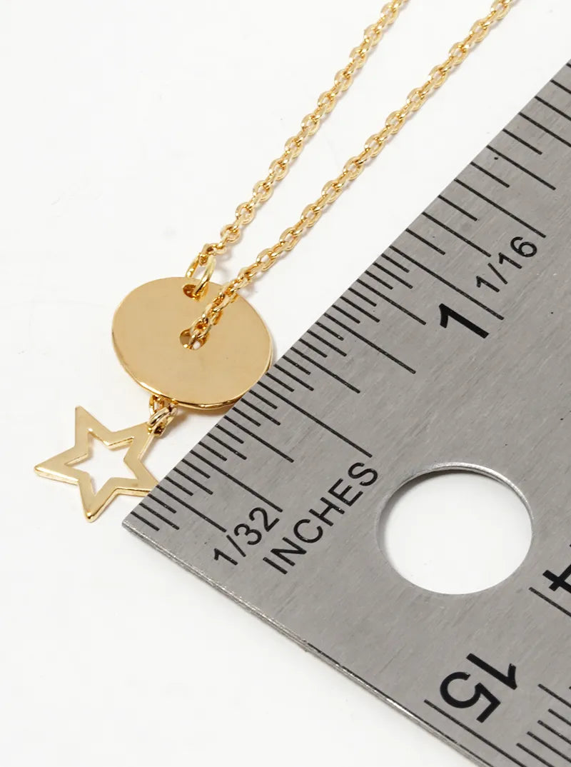18K Gold Dipped Dainty Star Pendant Lariat Necklace