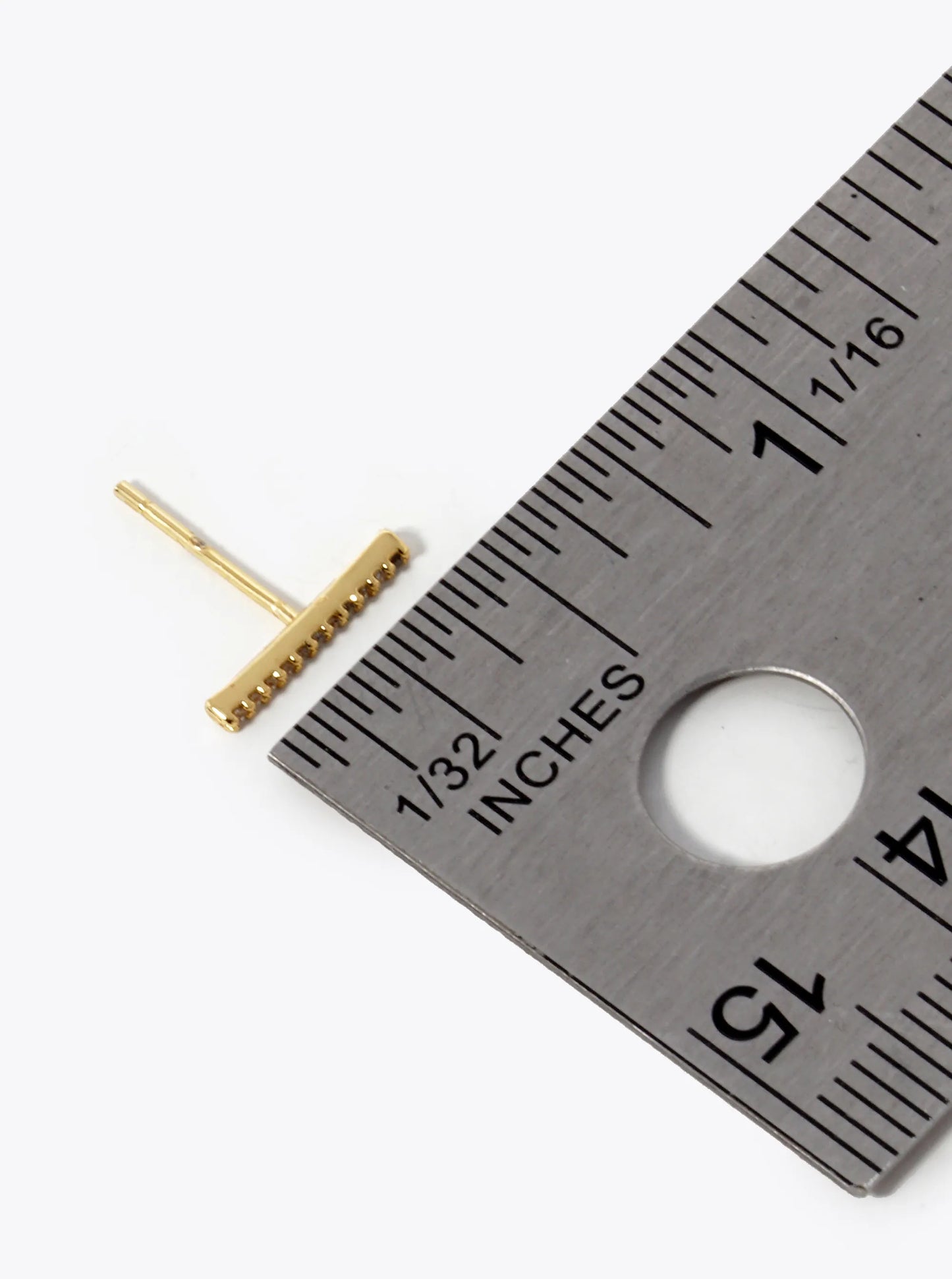 18K-Gold-Dipped Delicate CZ Pave Bar Stud Earrings