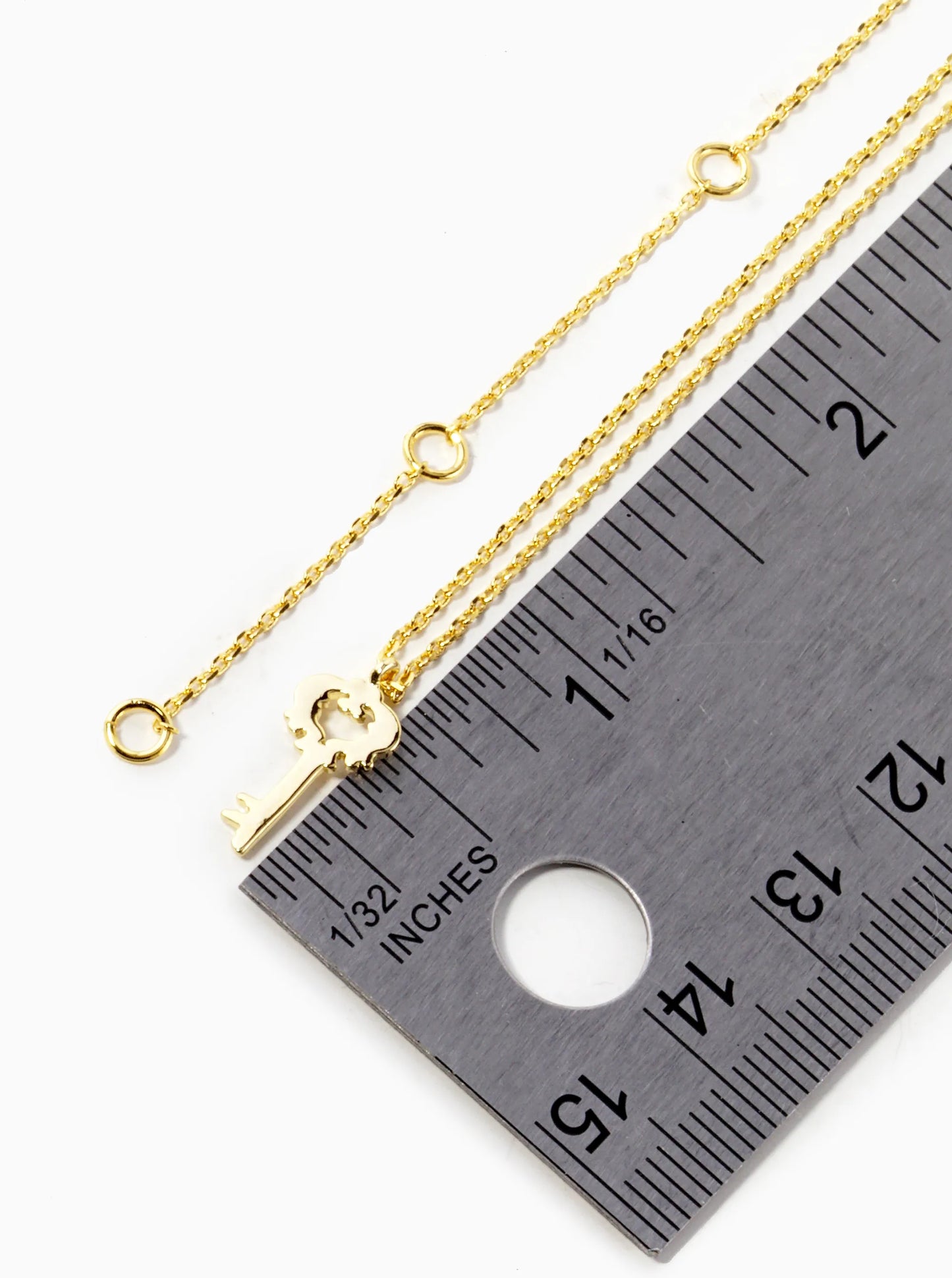 18K Gold Dipped Delicate Flat Key Pendant Necklace