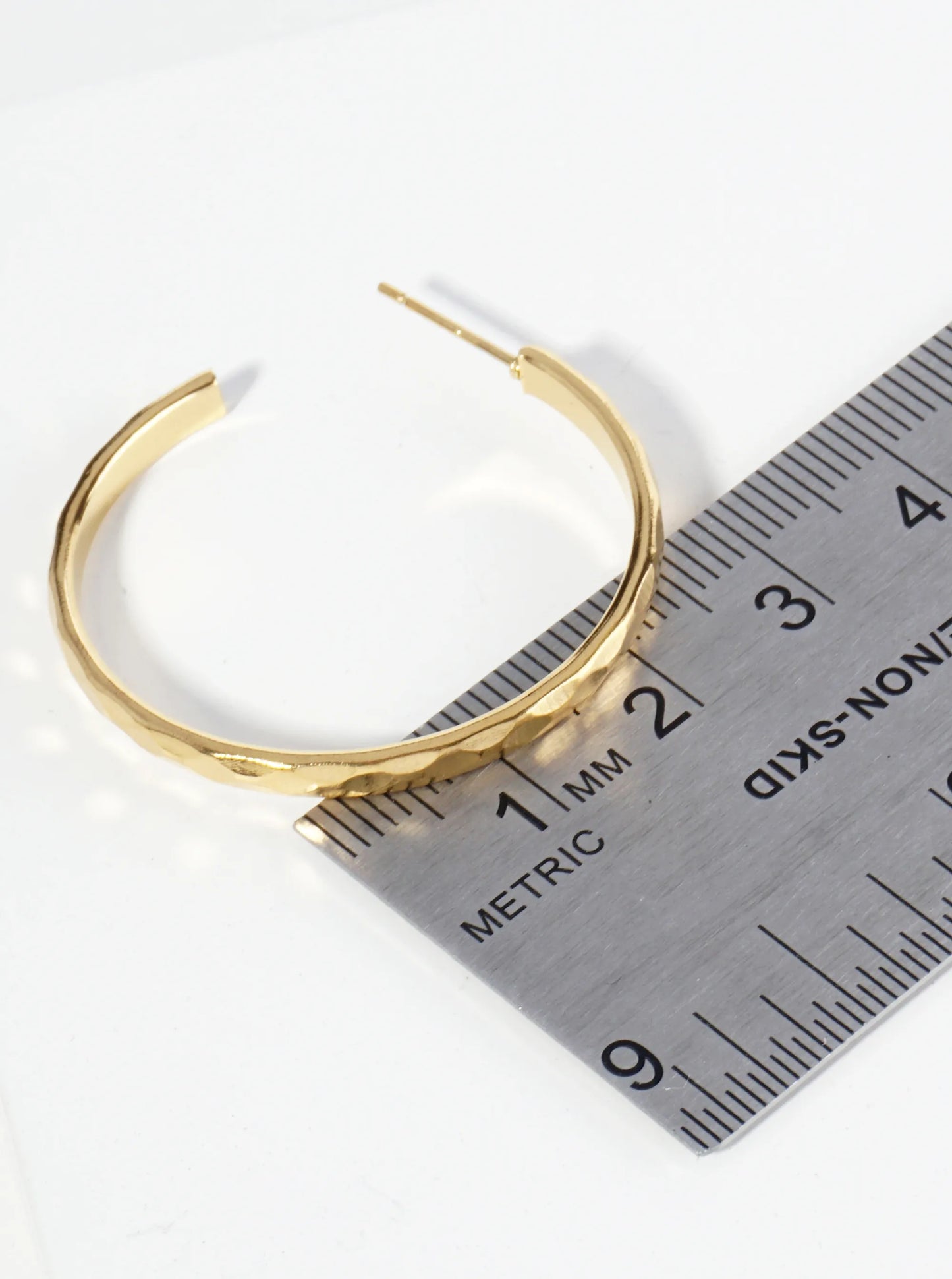 18K Gold Dipped Diamond Cut 35mm Stainless Steel Open Hoop Earrings