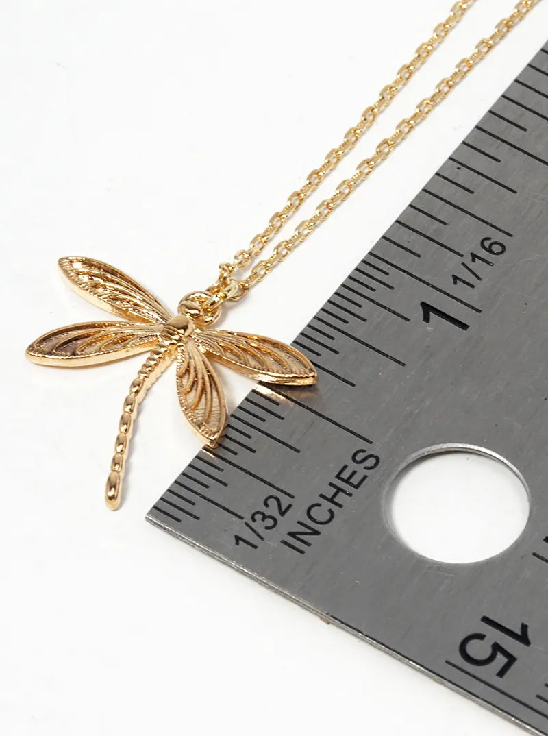 18K Gold Dipped Dragonfly Pendant Spiritual Necklace