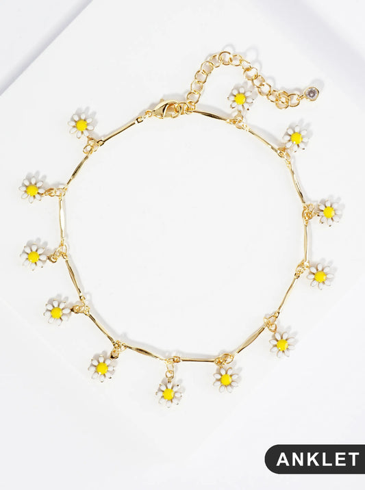 18K Gold Dipped 4mm Metallic Ball Beaded Brass Chain Anklet