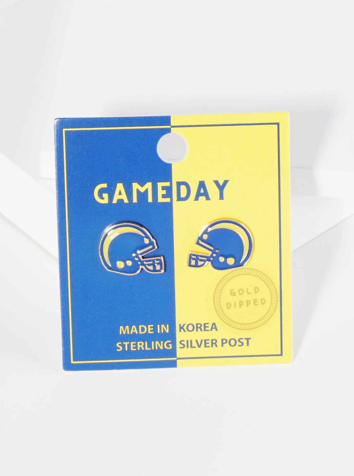 18K Gold Dipped Enamel Football Helmet Game Day Stud Earrings