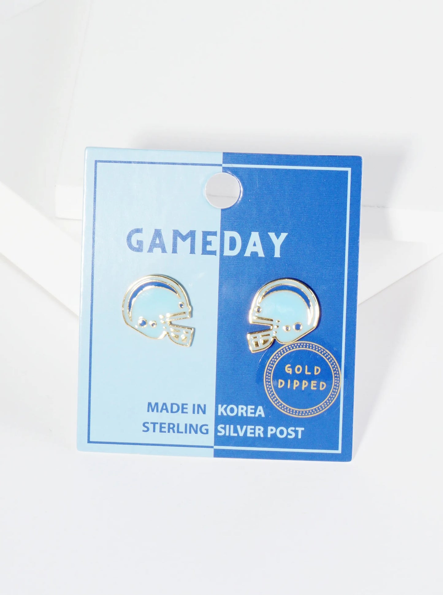 18K Gold Dipped Enamel Football Helmet Game Day Stud Earrings
