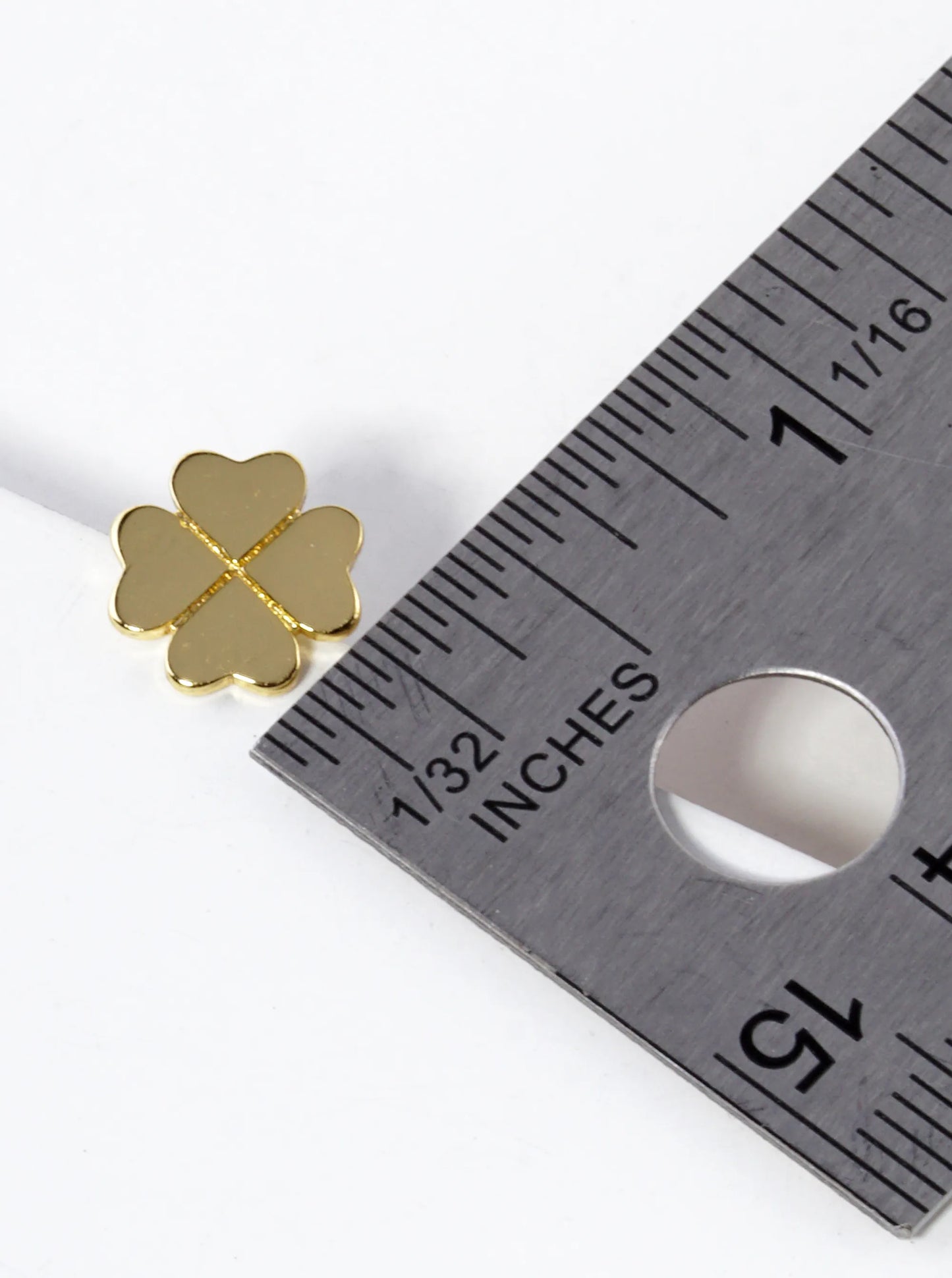 18K Gold Dipped Flat Brass 4-Leaf Clover Stud Earrings