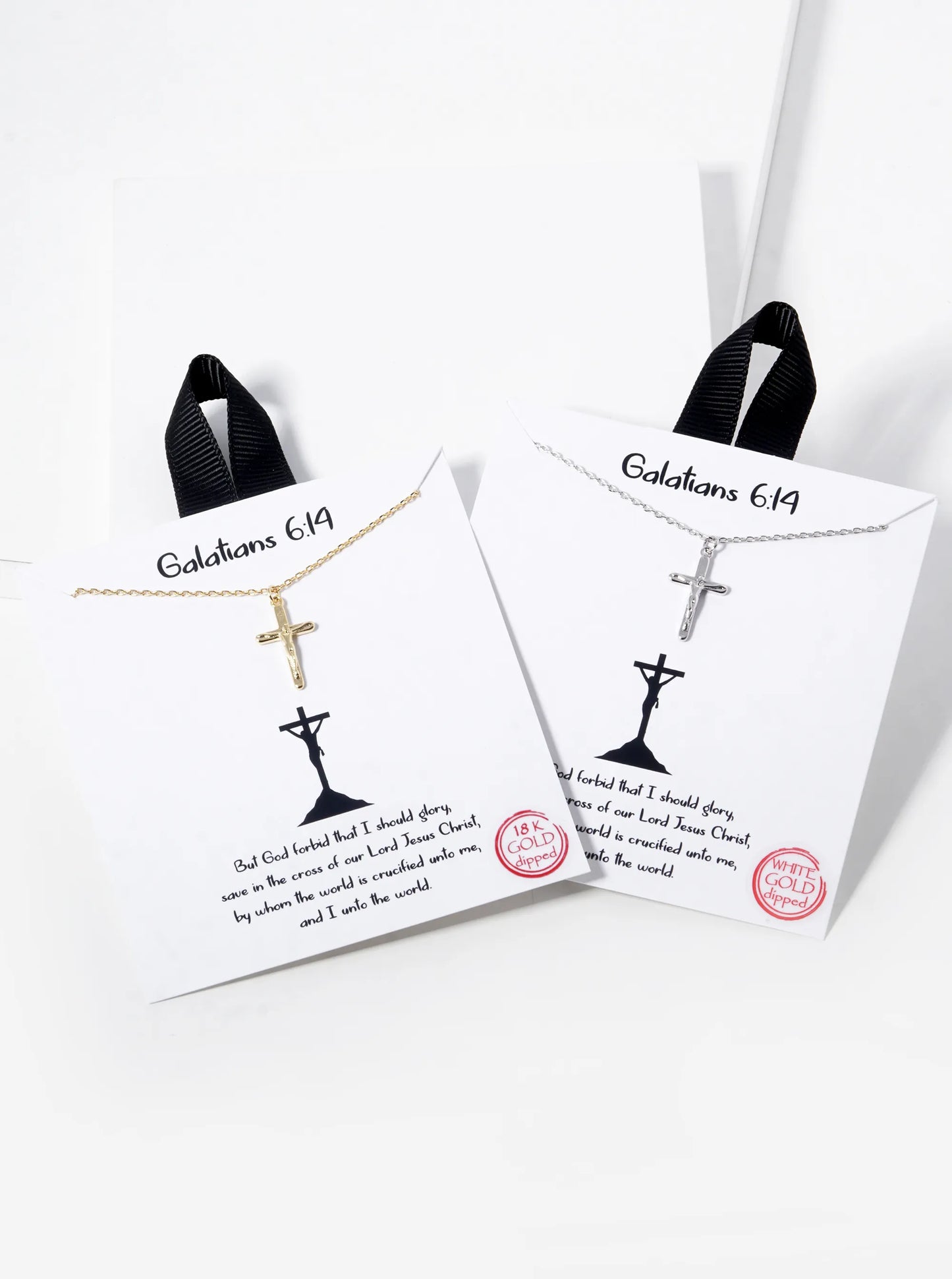18K Gold Dipped Galatians 6 14 Cross Pendant Necklace