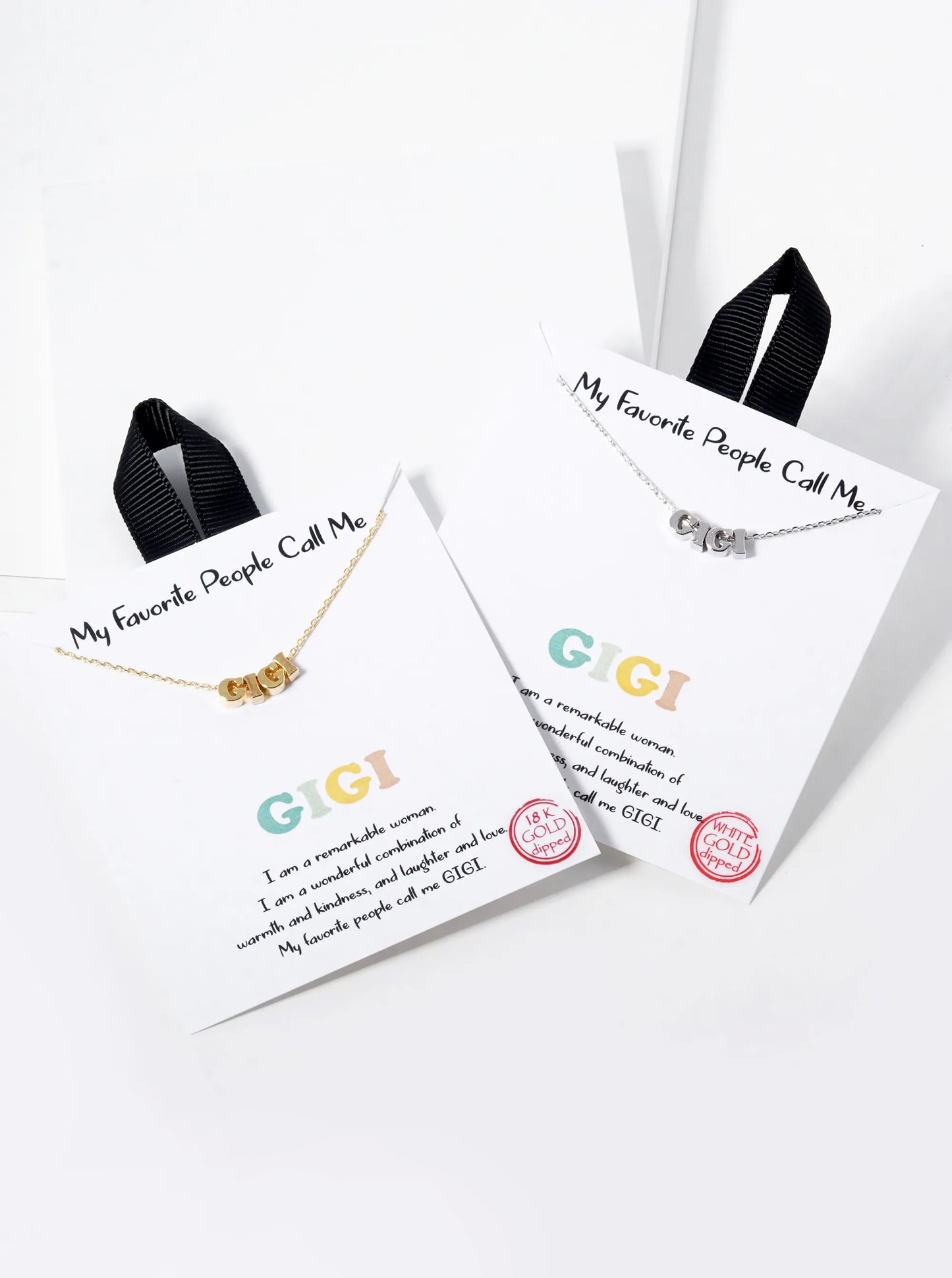 18K Gold Dipped Gigi Halo Word Pendant Necklace