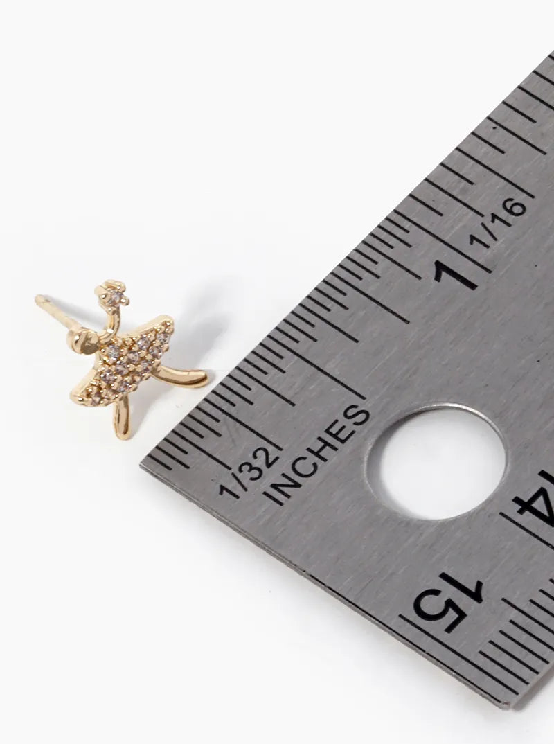 18K Gold Dipped Girl With A CZ Stone Stud Earrings