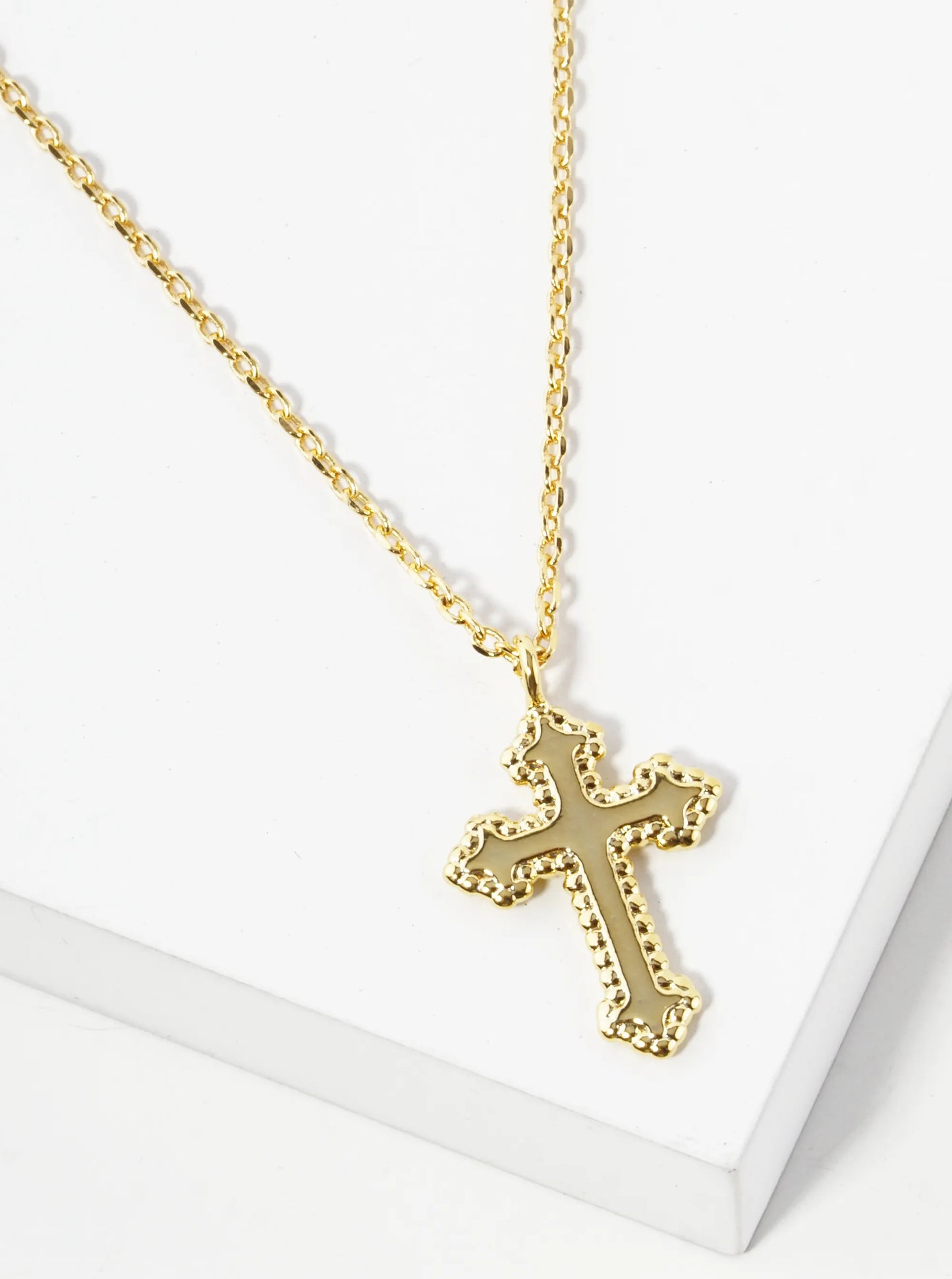 18K Gold Dipped Gothic Cross Pendant Necklace