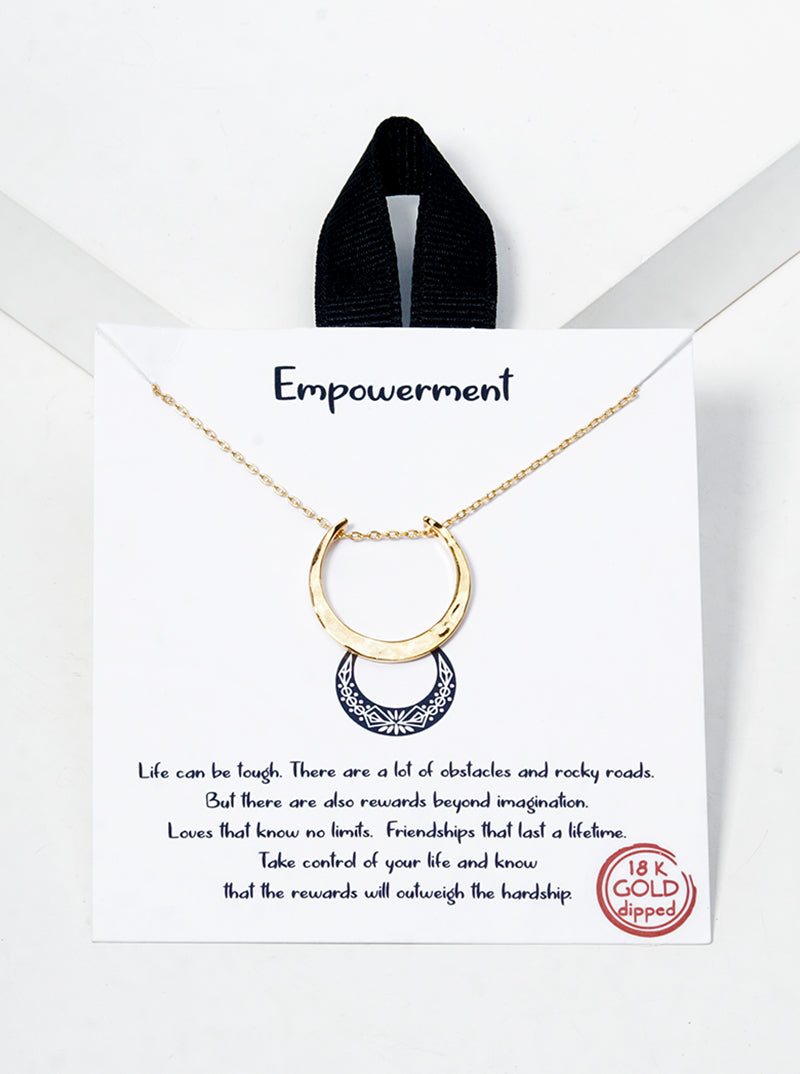 White Gold Dipped Hammered Crescent Moon Pendant Necklace