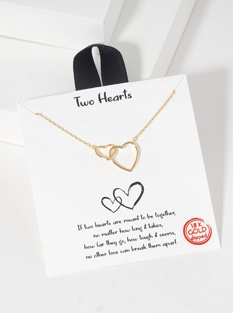 White Gold Dipped Heart Linked Pendant Delicate Necklace