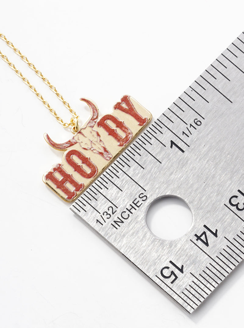 18K Gold Dipped Howdy Bull Head Pendant Necklace
