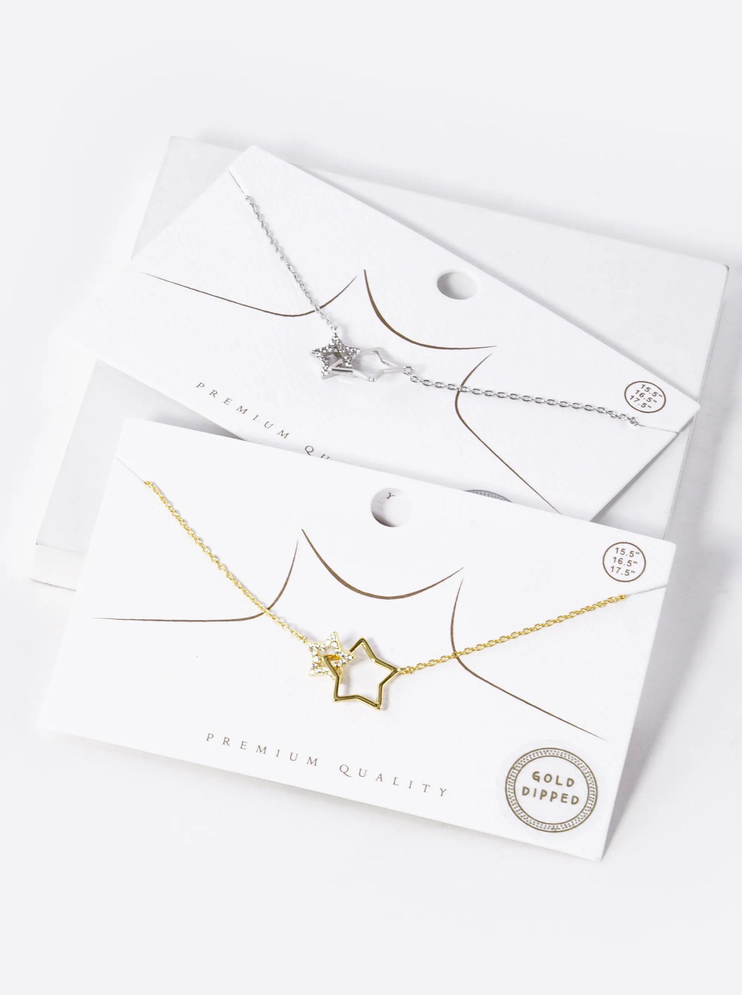 18K Gold Dipped Interlocking CZ Pave Star Pendant Necklace