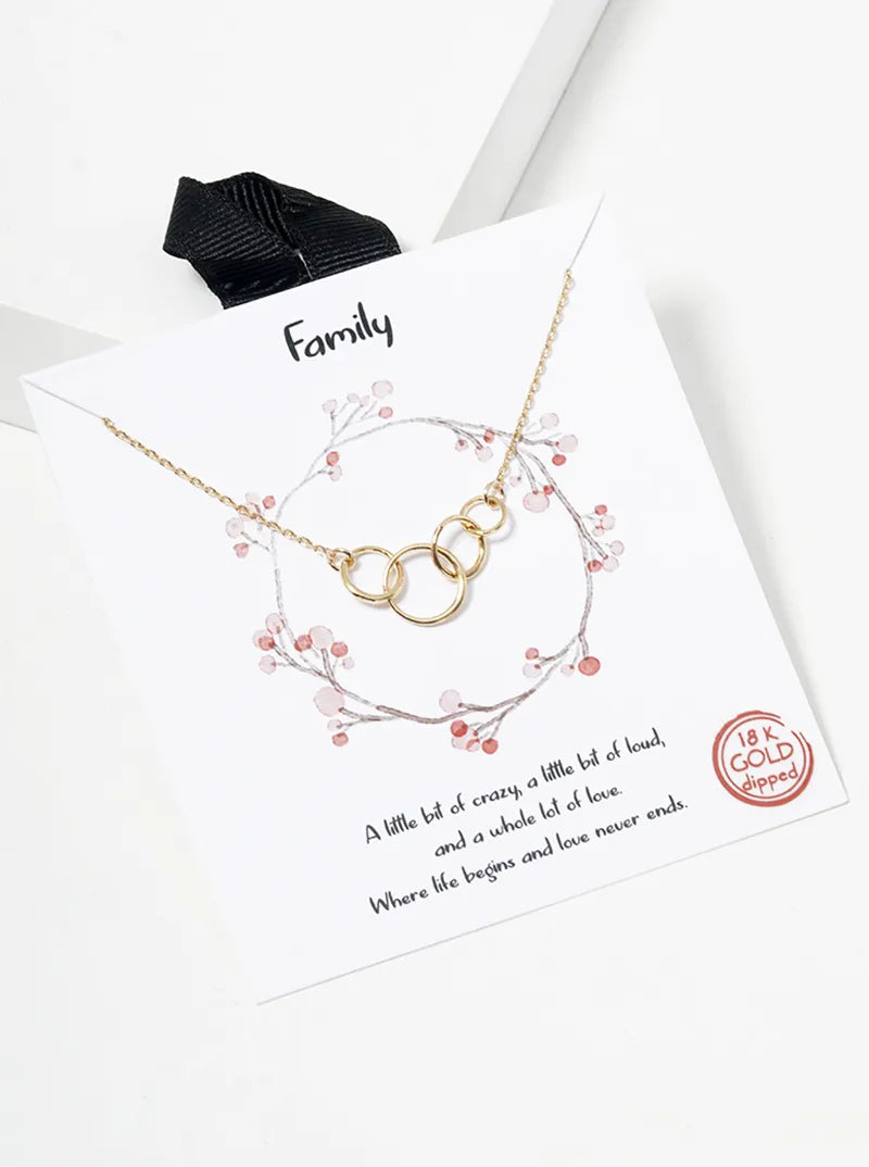 White Gold Dipped Interlocking Circle Pendant Necklace