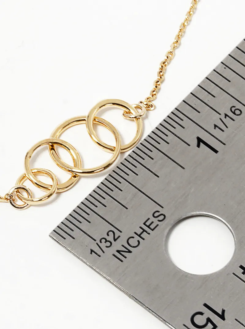 18K Gold Dipped Interlocking Circle Pendant Necklace
