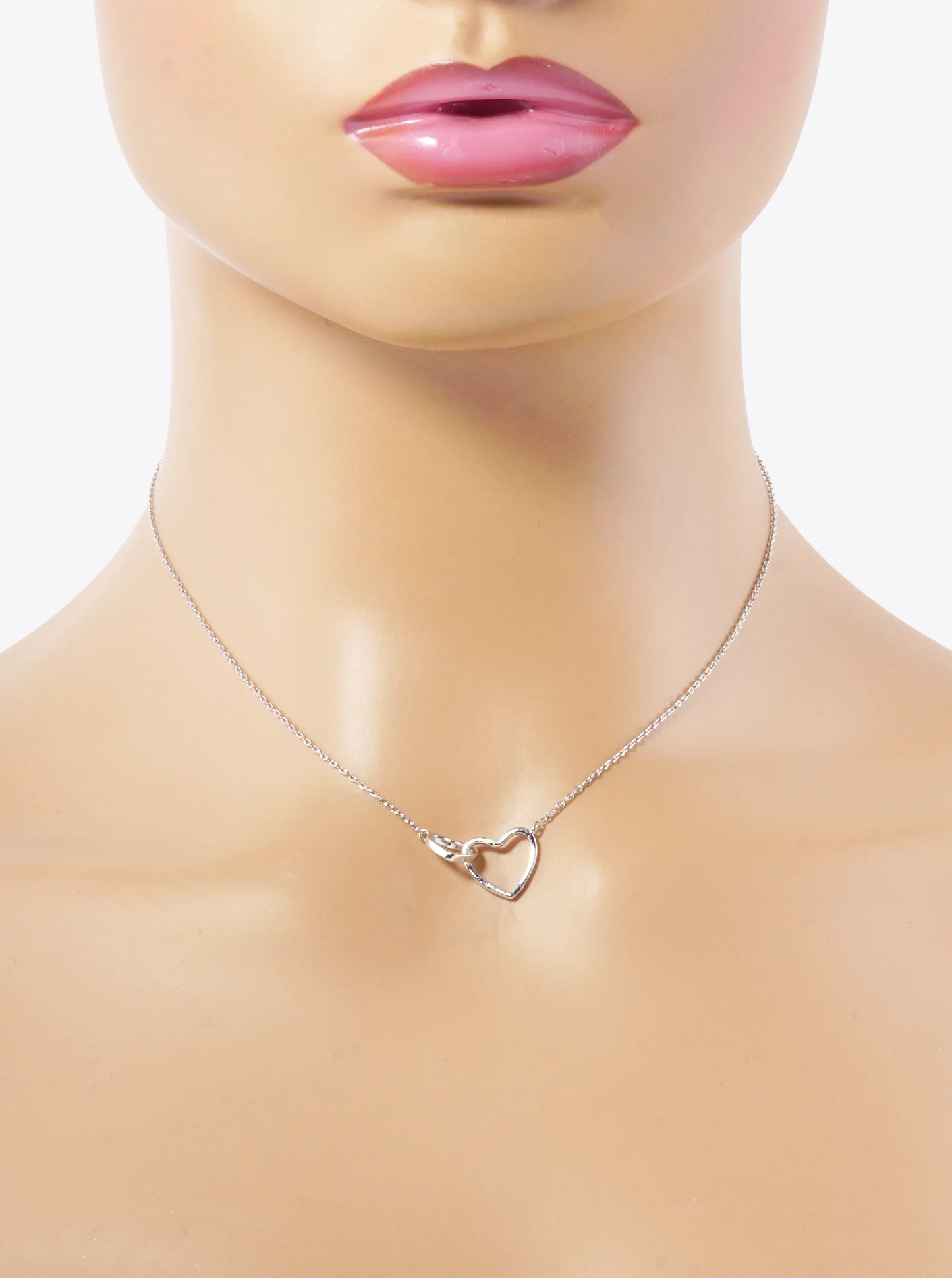 18K Gold Dipped Interlocking Two Wire Heart Pendant Necklace