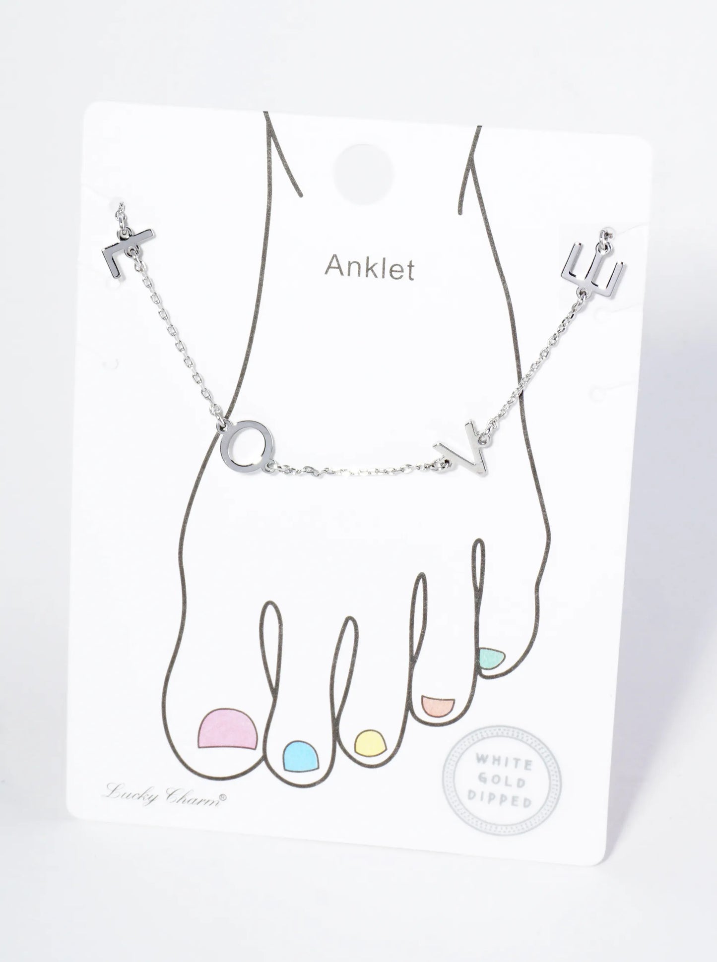18K Gold Dipped LOVE Brass Chain Anklet