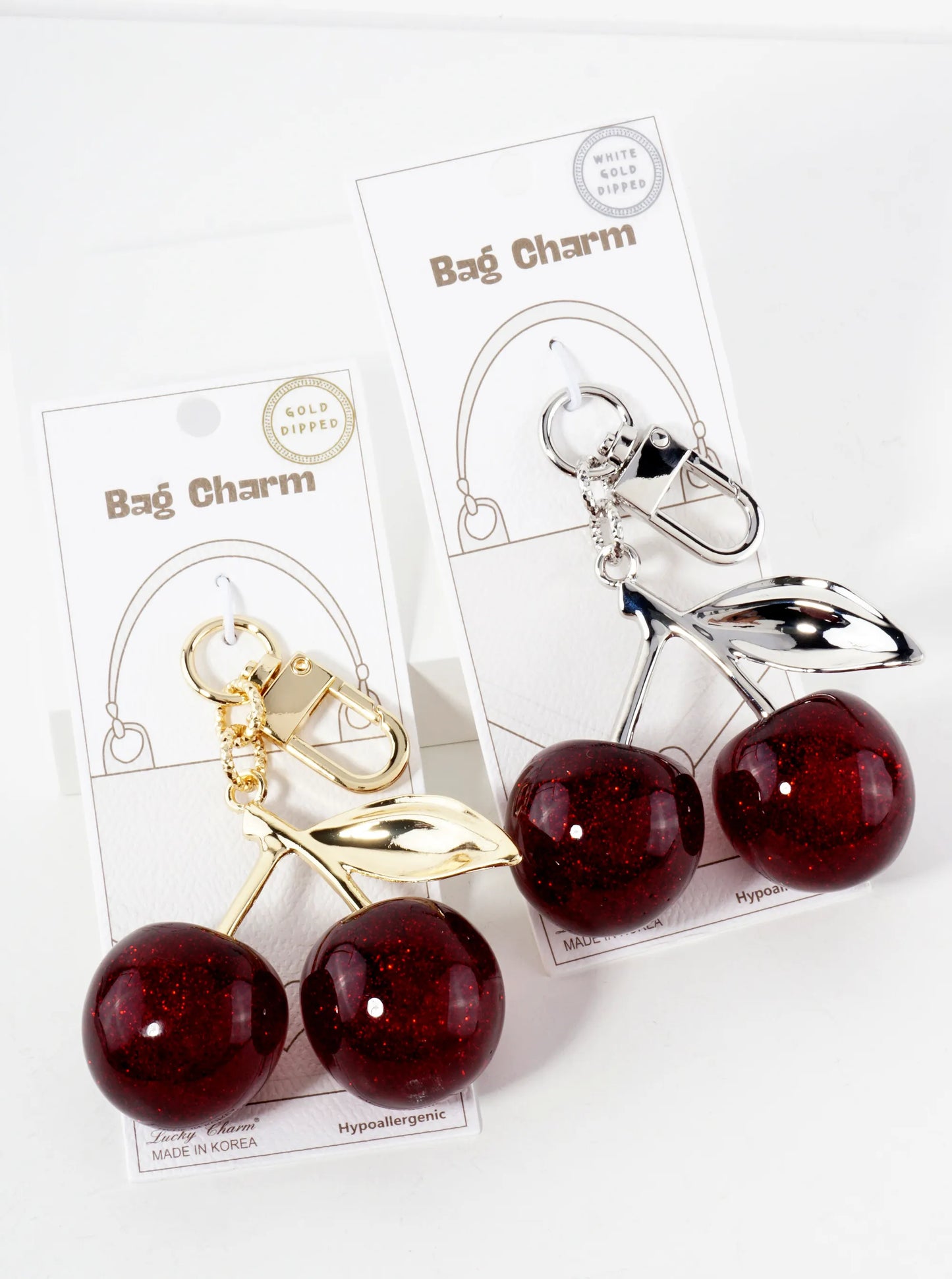 18K-Gold-Dipped Large Sparkling Cherry Bag Charm