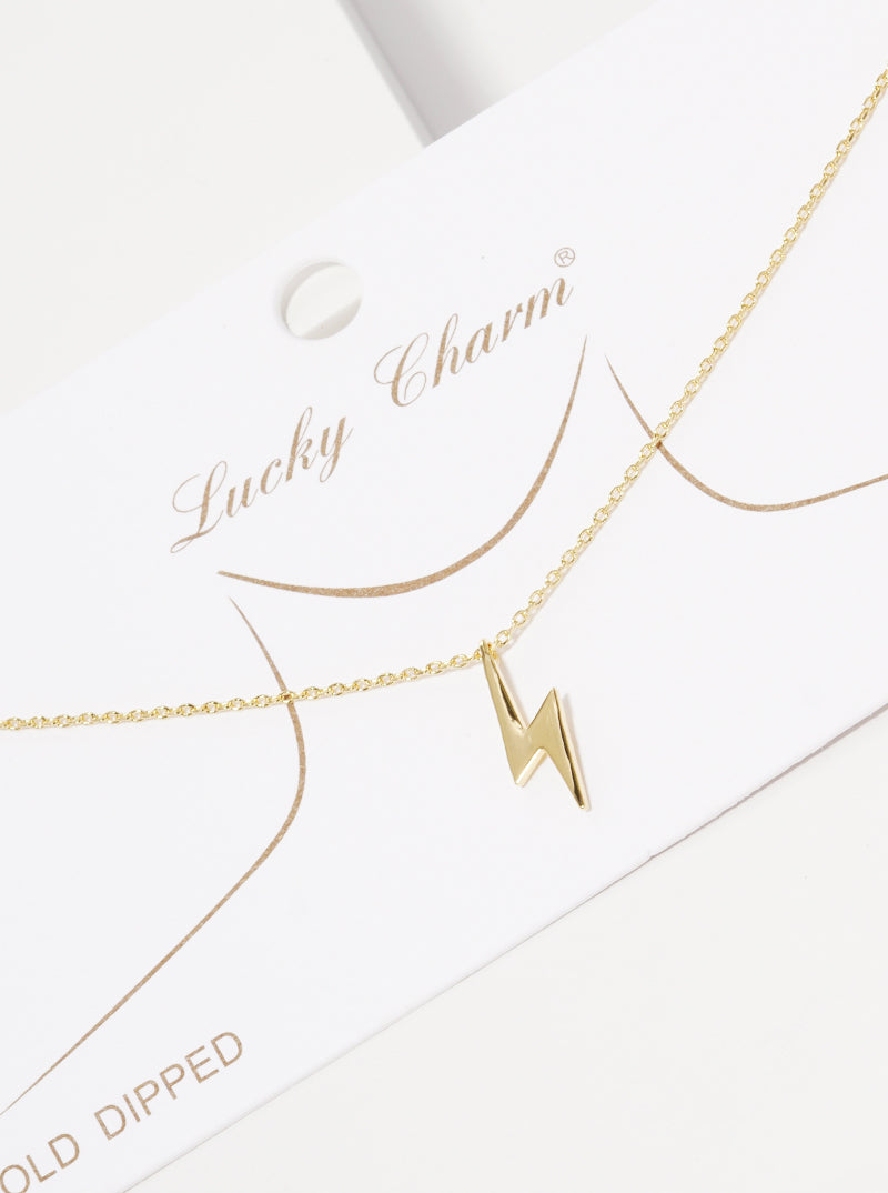 18K Gold Dipped Lightning Pendant Delicate Necklace