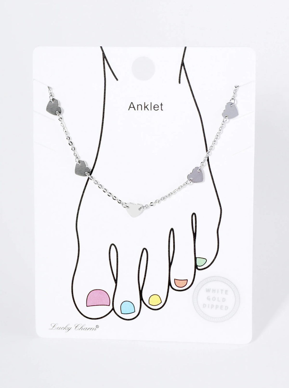 18K Gold Dipped Linked Delicate Heart Brass Chain Anklet