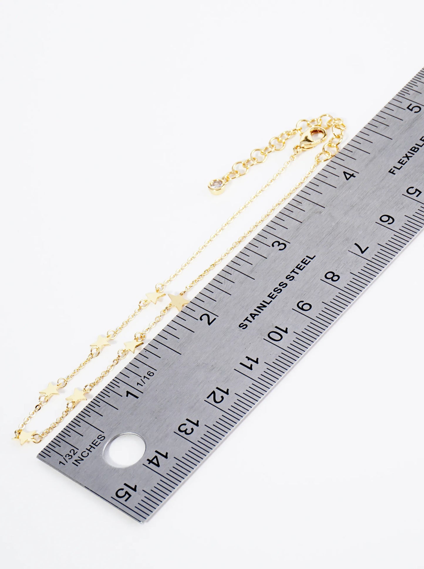 18K Gold Dipped Linked Delicate Star Brass Chain Anklet
