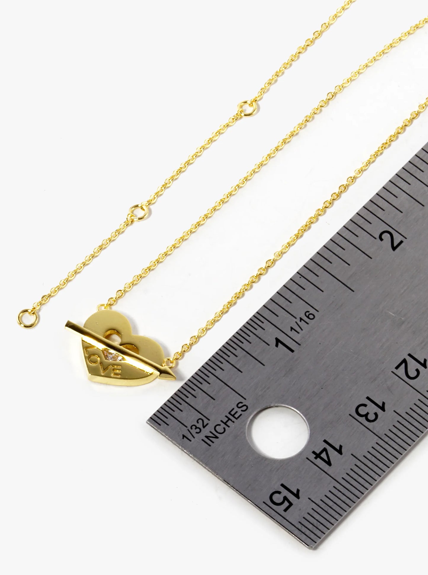 18K Gold Dipped Love Engraved Cupids Heart Pendant Necklace